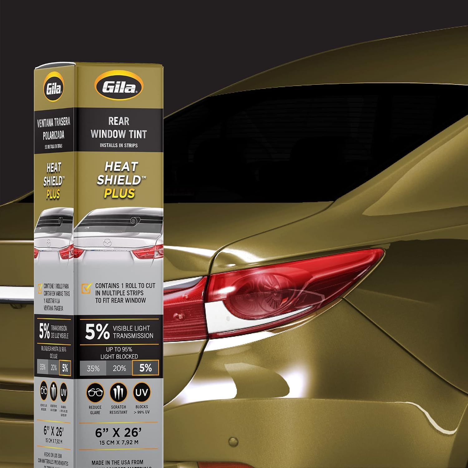 Gila Heat Shield Plus 5% Vlt Rear Window Tint, 6In X 26Ft