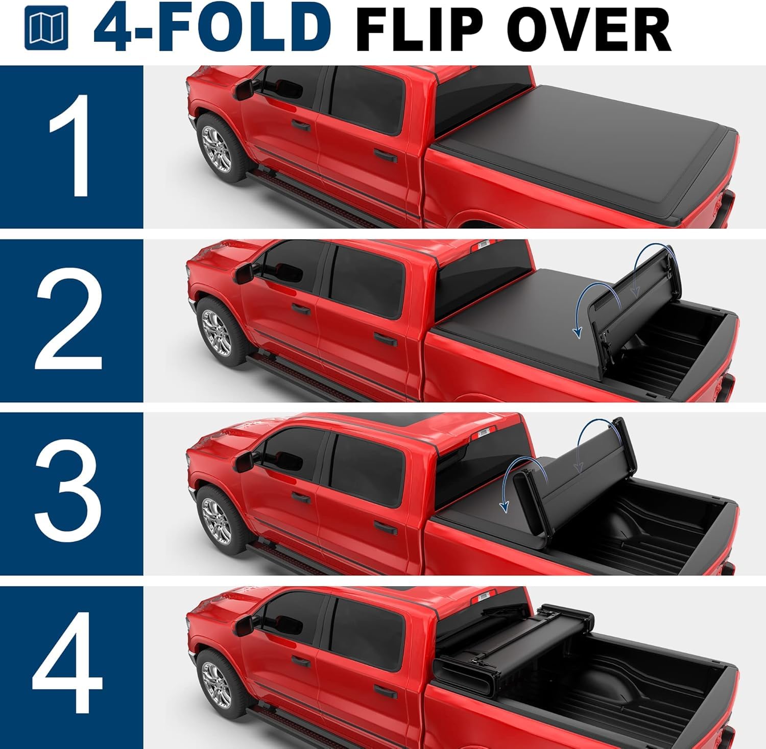 MOSTPLUS Soft Quad FOLD Truck Bed Tonneau Cover for 2002-2026 Dodge Ram 1500 & 2003-2026 Ram 2500/3500 - 6