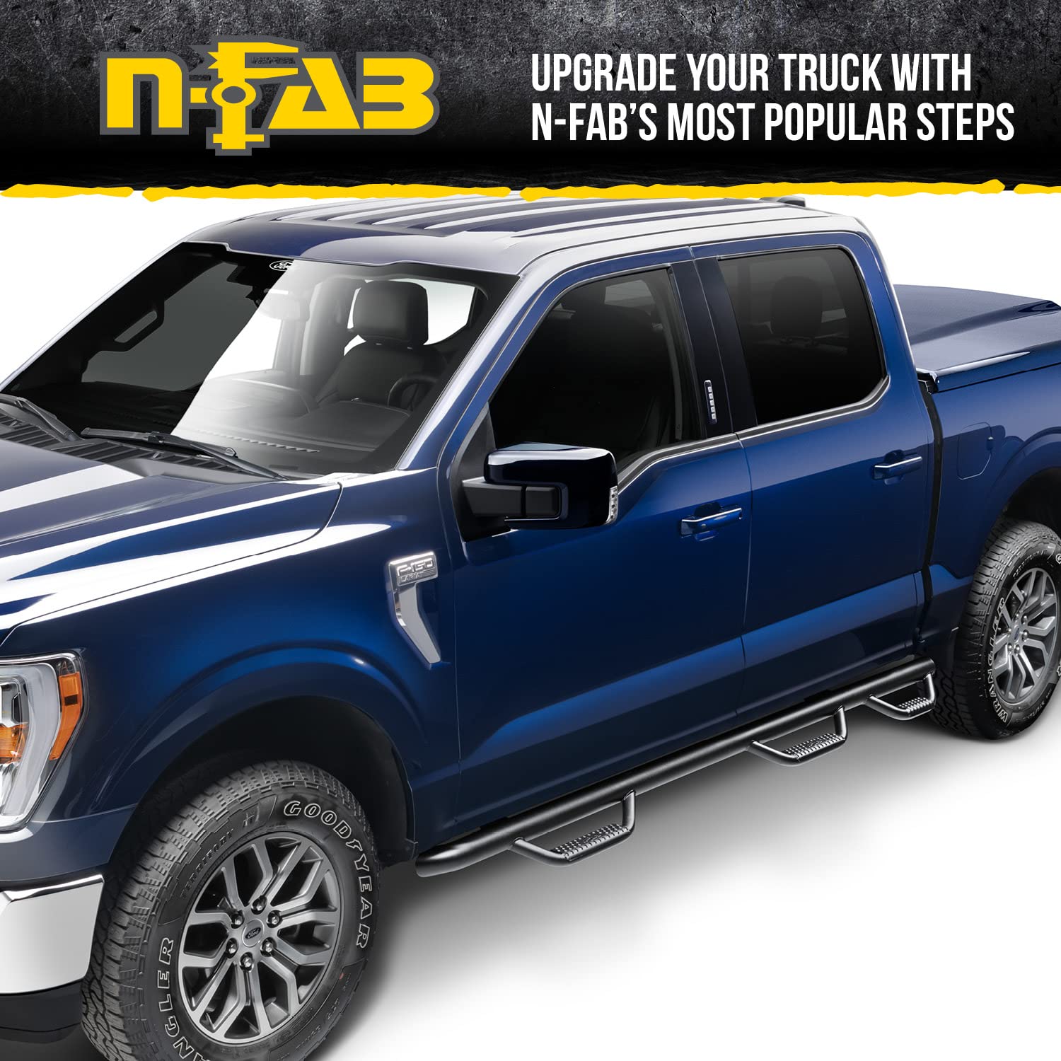 N-Fab Nerf Steps For Ford F-250/F-350 | Wheel-To-Wheel W/ Bed Access, Heavy Duty Steel, Gloss Back | F17105Cc-6 | Fits 2017-2024