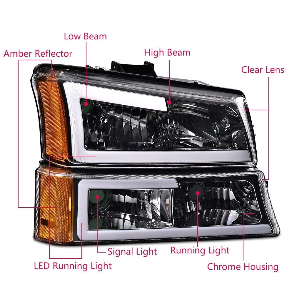 Pit66 Led Headlight Assembly Compatible With Chevy Silverado 1500 2500 3500 Hd Model 03-06/Compatible With Avalanche 1500 2500 0