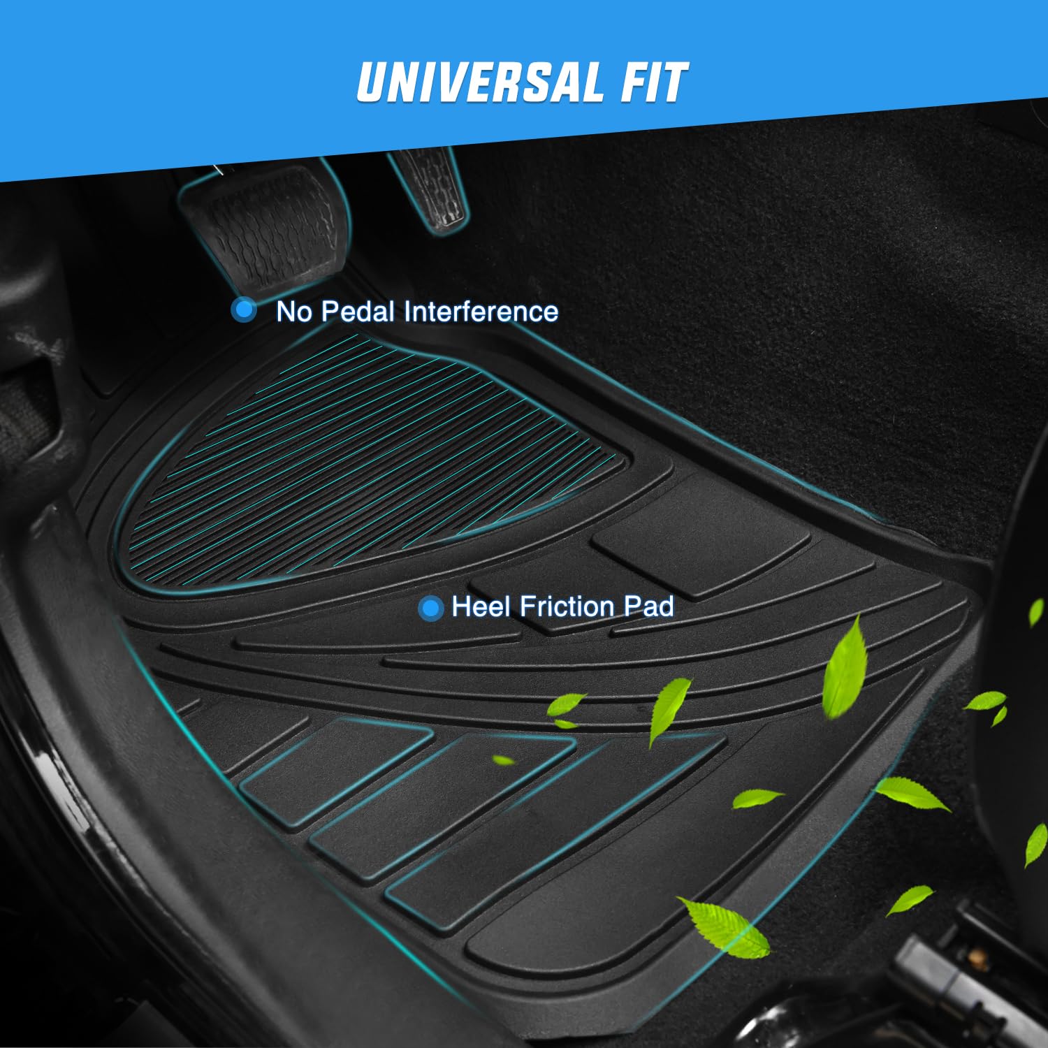Nilight Pvc Floor Mats For Cars Trucks Suvs,Universal Trim To Fit For Most Vehicles,All Weather Protection Heavy Duty Floor Line