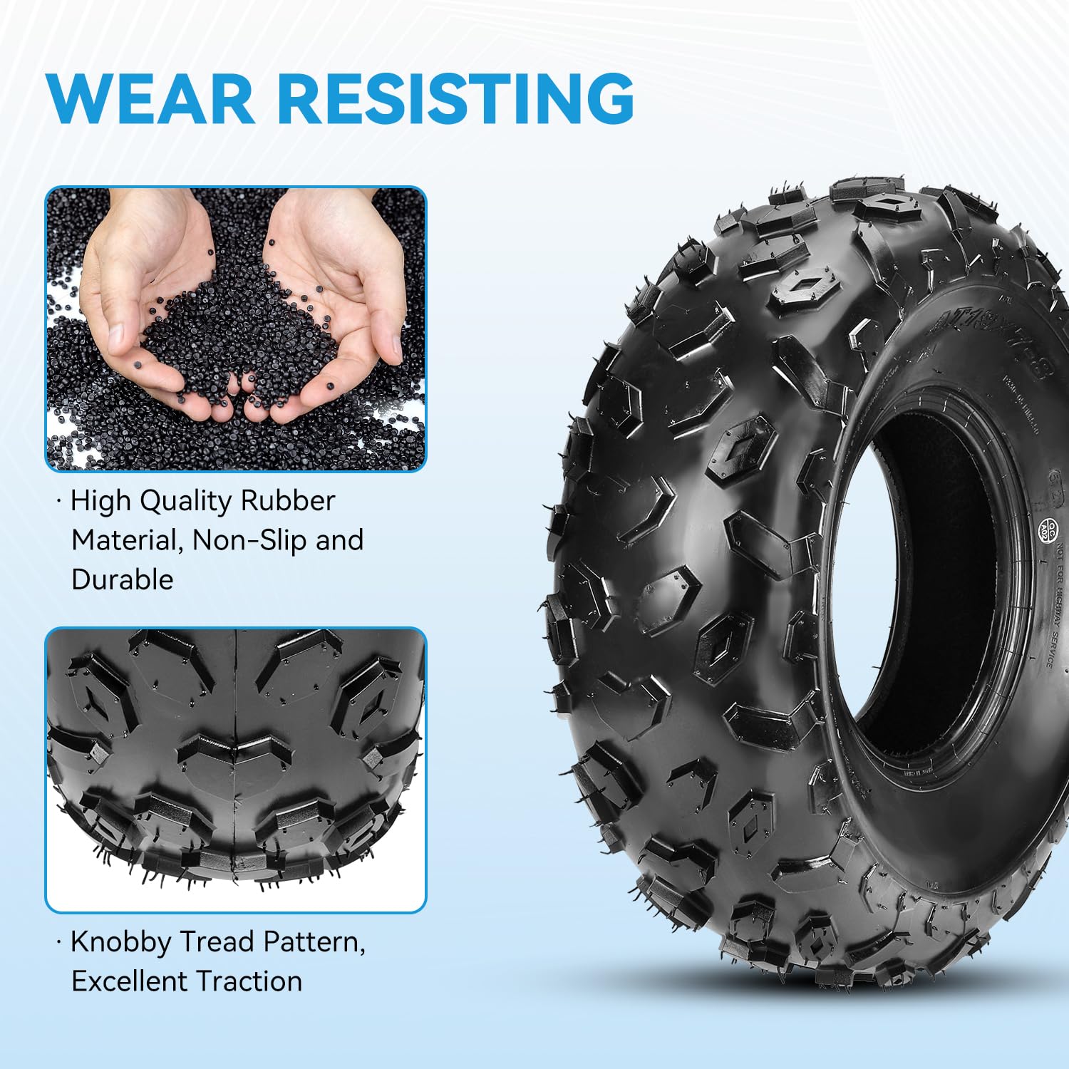EOPOAYI Mini Bike Tire Tubeless Replacement 19x7-8 for Coleman CT200U, BT200X, Baja Warrior, MB200, Coolster 110cc/125cc ATV