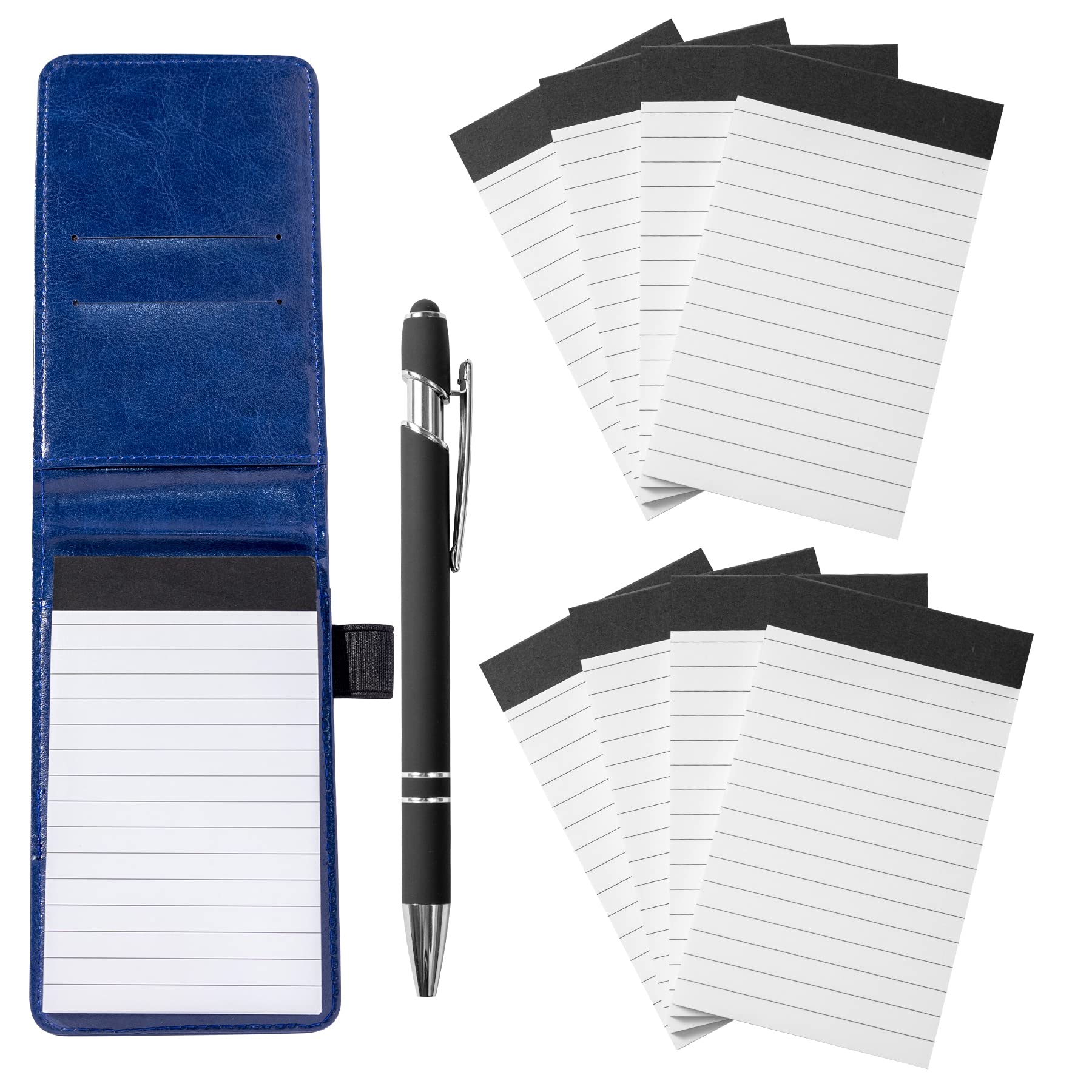 Camelmother 10 Pieces Small Notepad Holder Set Pocket Notebook 3 X 5 Inch With Pen (Blue Small Notepad)