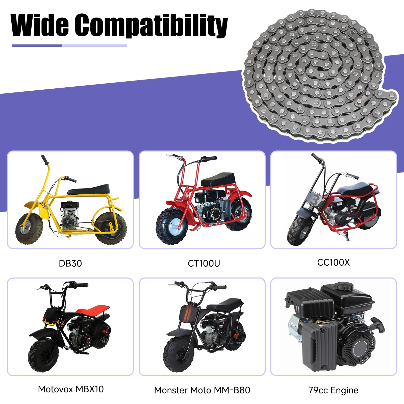 CILOYU 35 Chain 140 Links Chain Breaker Compatible with Coleman Mini Bike CT100U CC100X Baja DB30 Motovox MBX10 MBX11 Predator 7