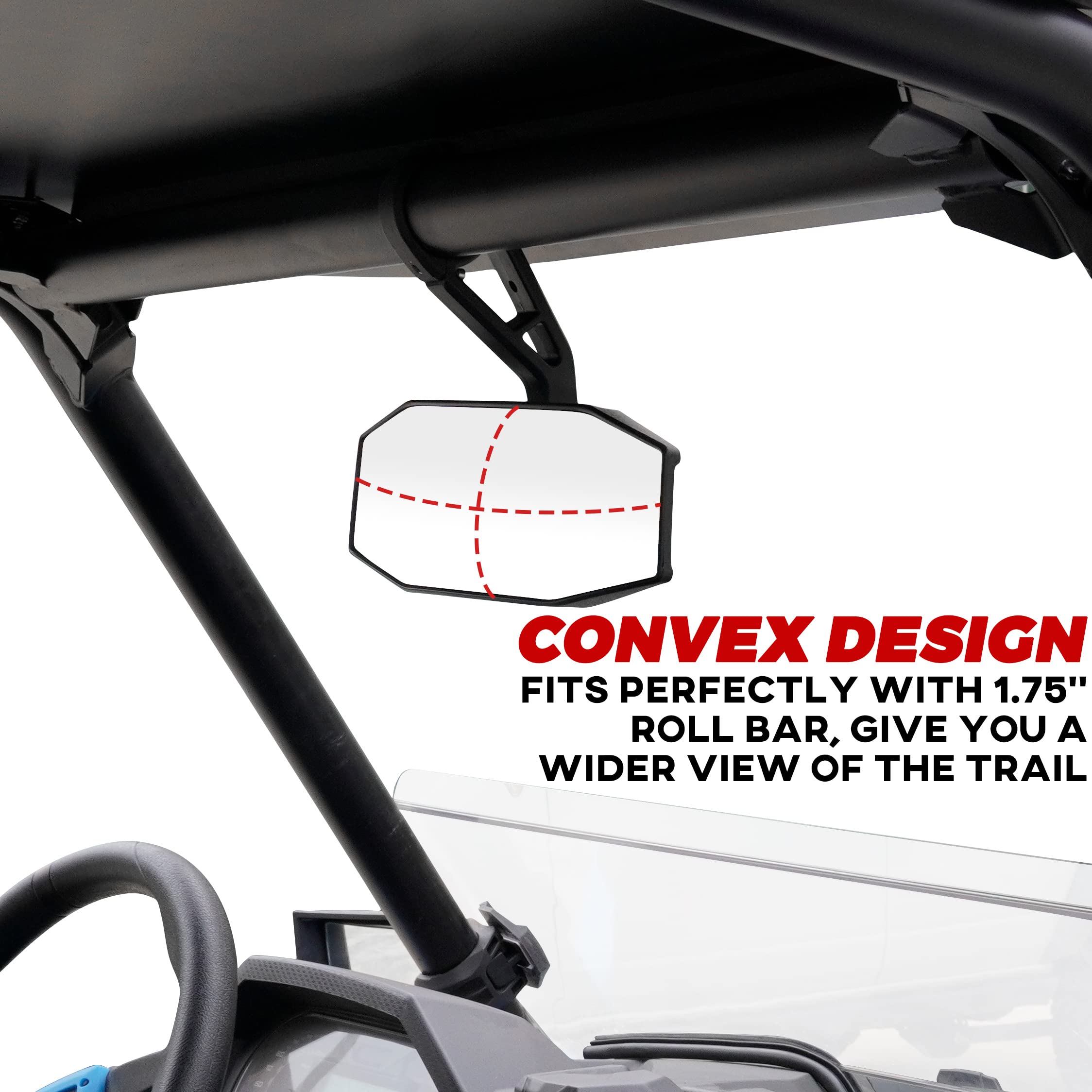 SAUTVS Center Convex Rearview Mirror & Adjustable Folding Side Mirrors Kit for Polaris RZR XP 1000 Turbo S 2014-2023, Model ZP-YJ-030505-
