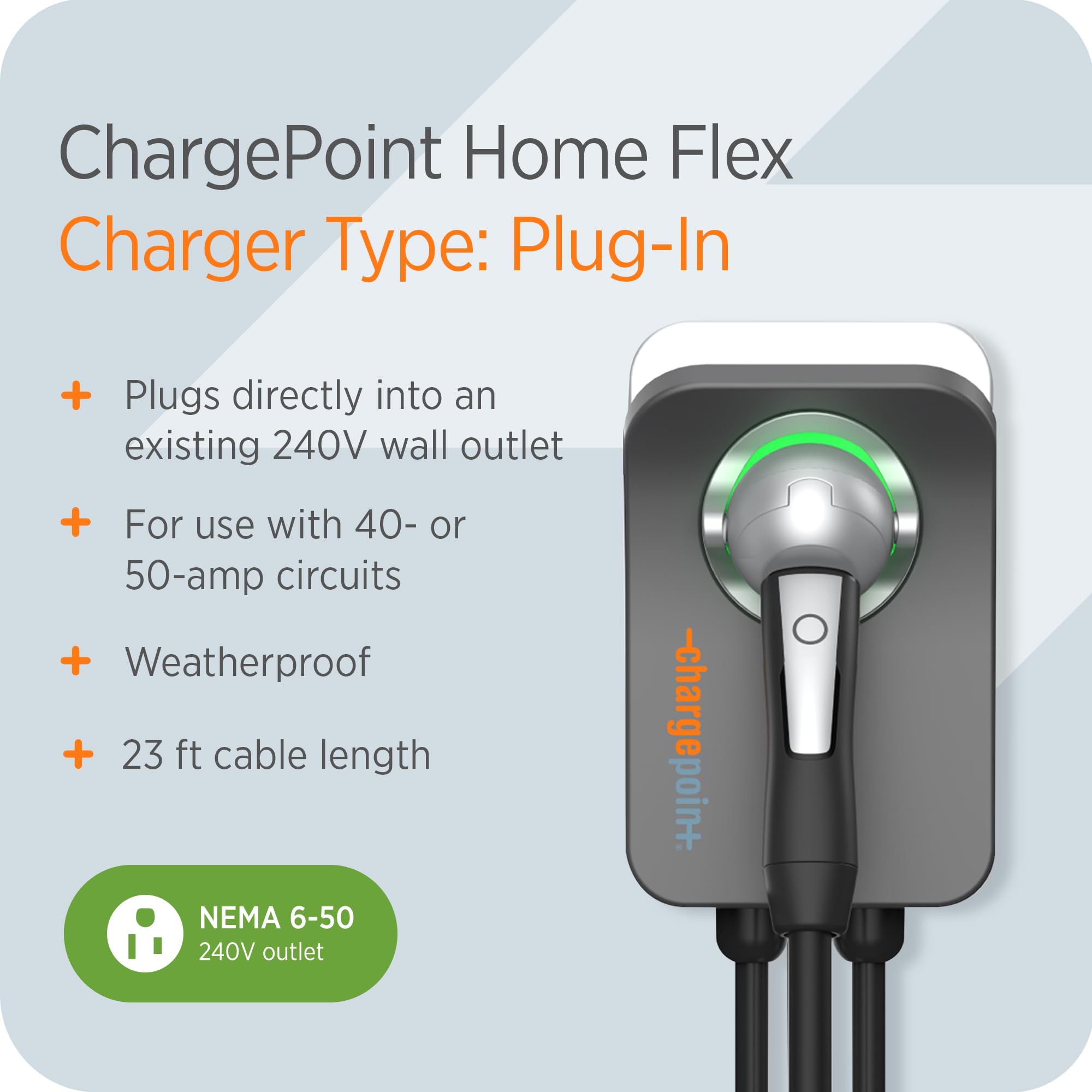 Chargepoint Homeflex Level 2 Ev Charger Nacs, Nema 6-50 Electric Car Charger Compatible With Tesla