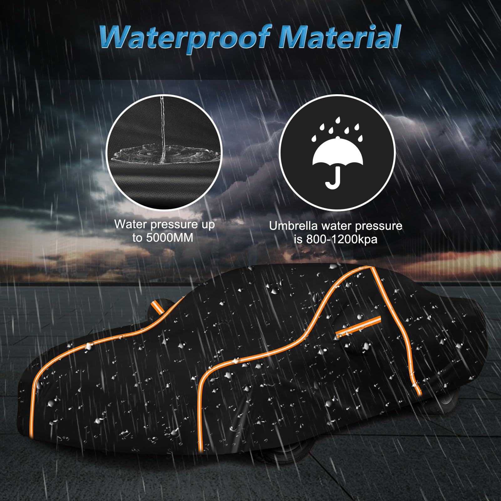 BIGACOVER Car Cover for Chevy Camaro 1982-2002, Waterproof 210D Oxford Cloth, Black, Heavy Duty All Weather Protection