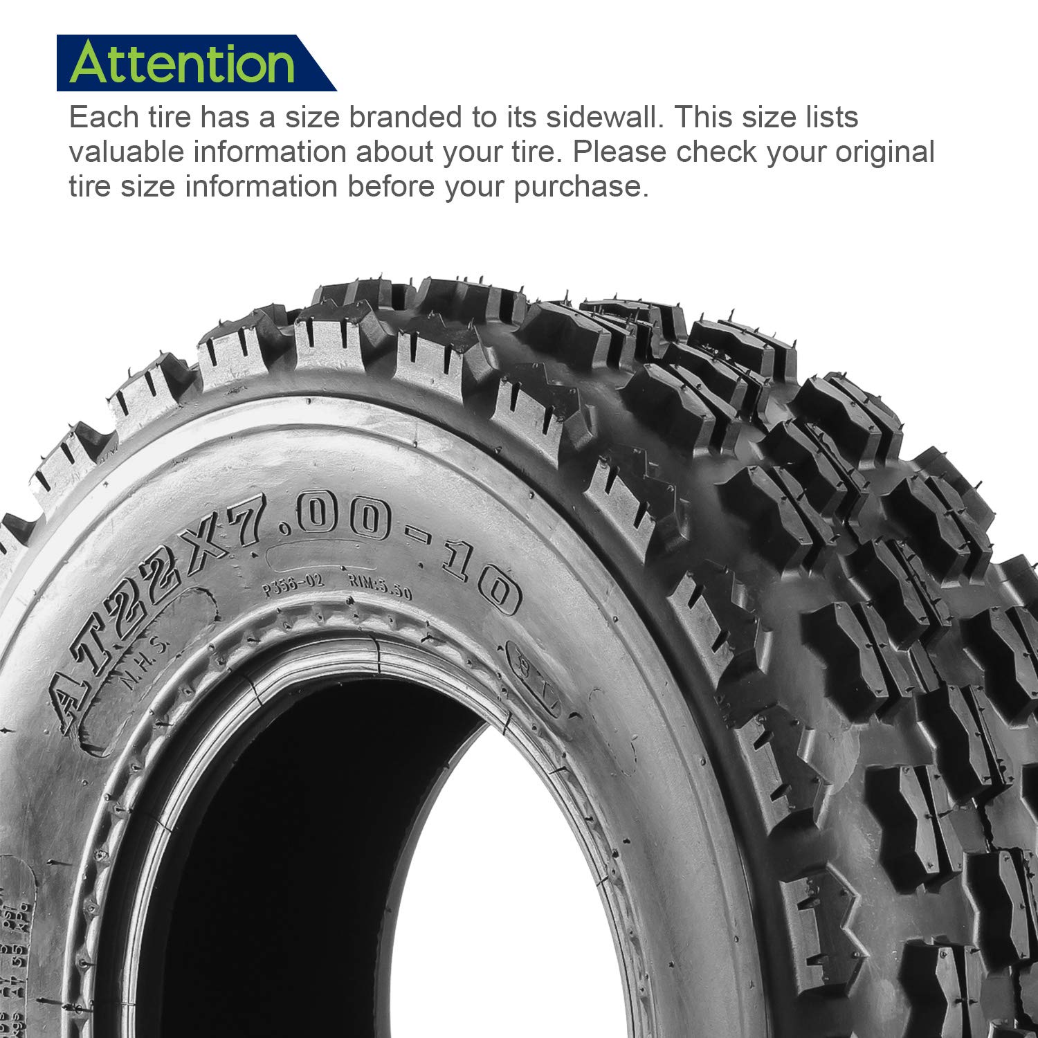 MaxAuto Sport ATV Tire Set - 4PR, 22x7-10 Front & 20x10-9 Rear, Black Rubber, Durable UTV Quad Tires