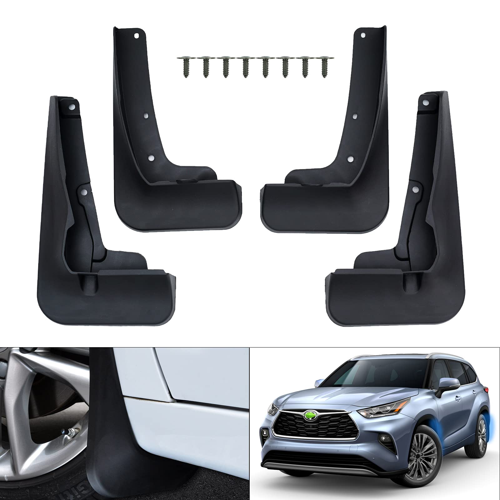 Autorder Mud Flaps Splash Guards For Toyota Highlander 2025 2024 2023 2022 2021 2020 Accessoreis Mudflap Fender Flares Front And