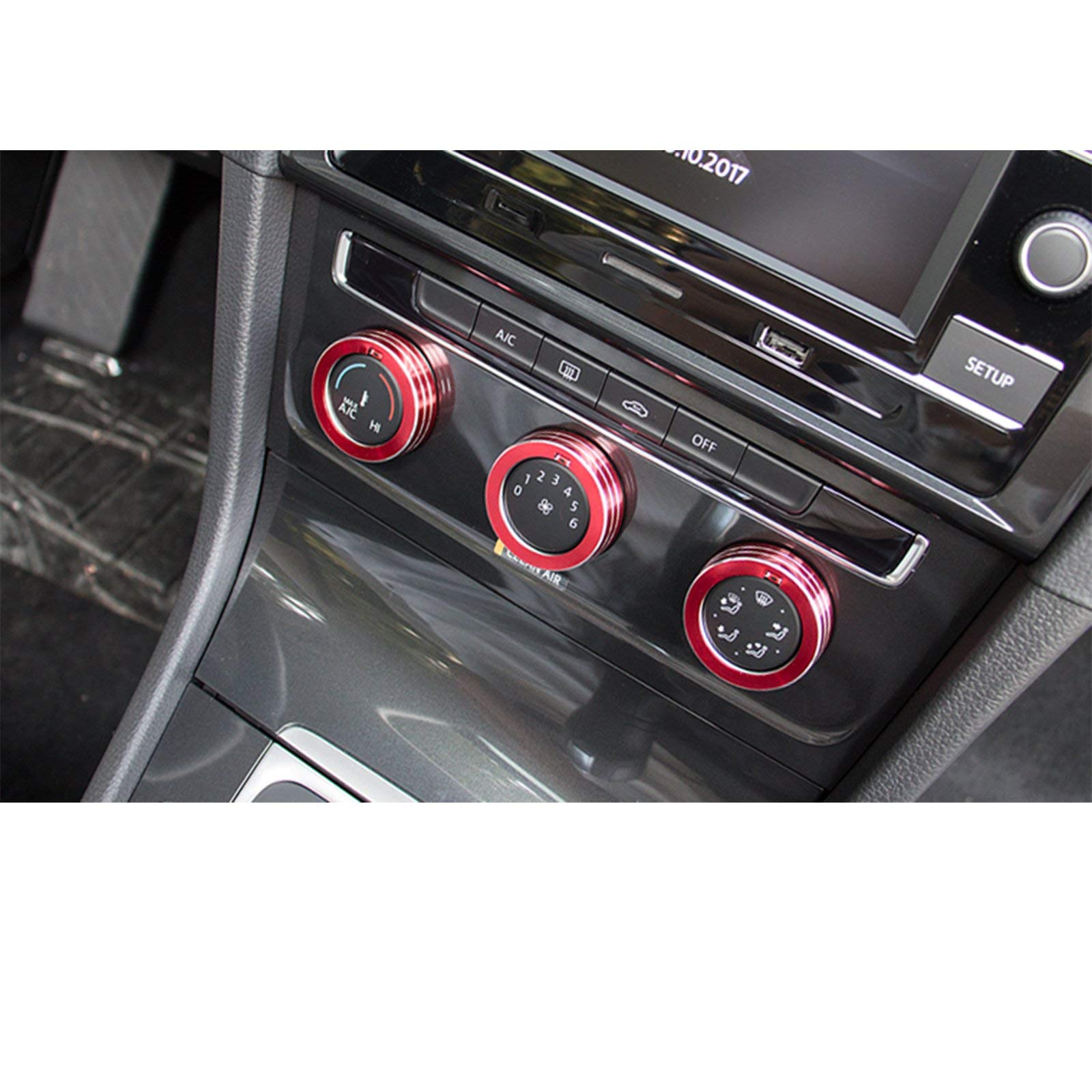 Xotic Tech Aluminum Center Console Ac Climate Knob Button,Multimedia Switch Control Knob Decoration Ring Cover Trim Compatible W