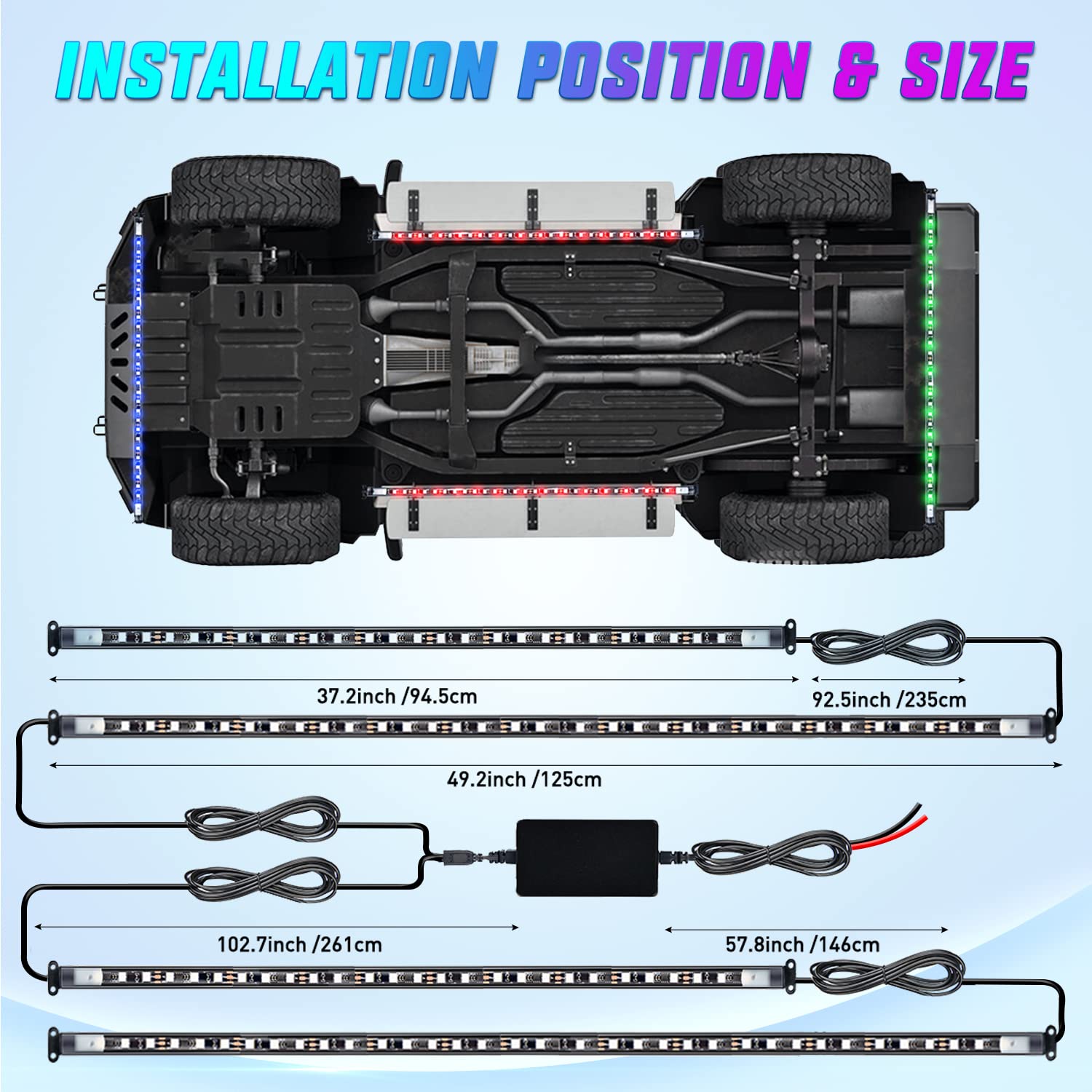 Nilight 4Pcs Car Underglow Neon Accent Strip Lights 256 Leds Rgb Multi Color Diy Sound Active Function Music Mode With App Contr