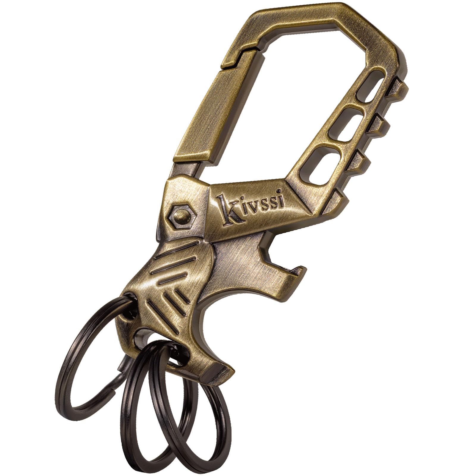 Kivssi Heavy duty key chain, Carabiner clip Car keychain family key chains bottle opener and 3 Key Rings suitable for men and wo