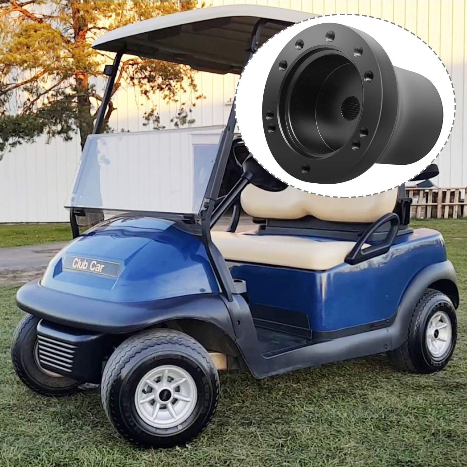 Leapgo Club Car Ds Golf Cart Steering Wheel Adapter Golf Steering Wheel Adapter For Club Car Ds Golf Cart Mounting Adapter(Black