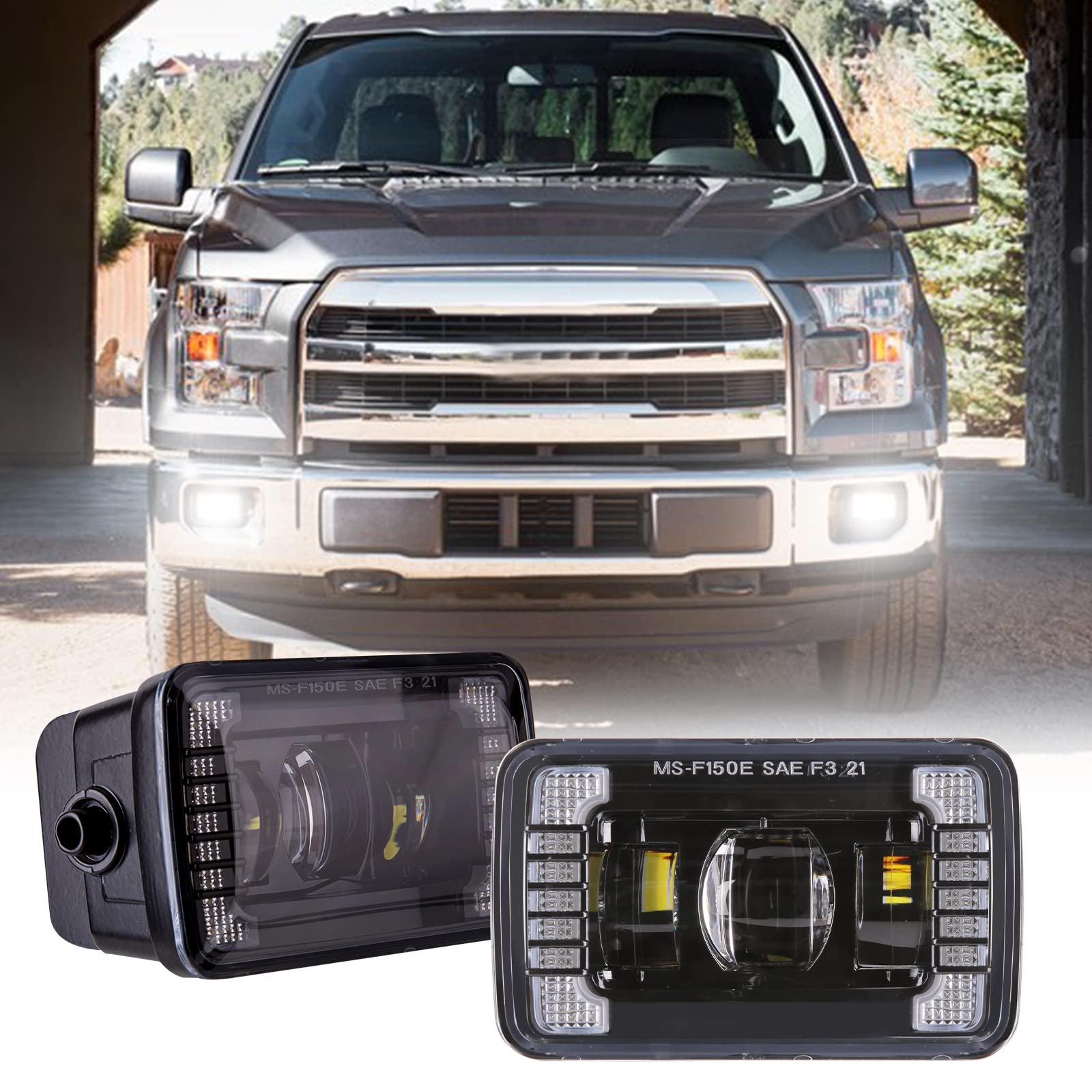 Bicyaco Led Fog Lights With Drl Daytime Running Lights Compatible With 2015-2020 Ford F150, 4 Inch Led Fog Light Assembly Kit, 3