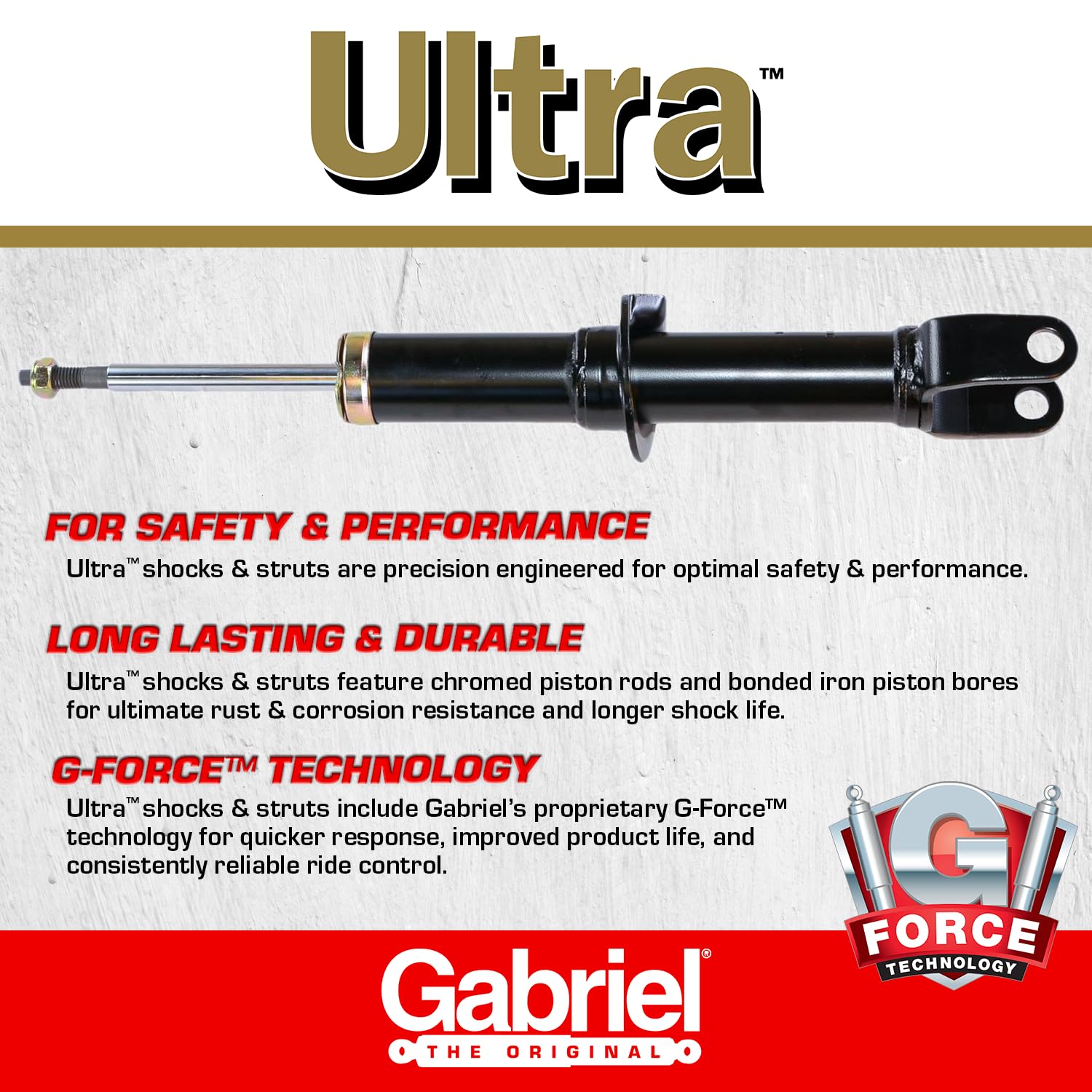Gabriel G51947 Ultra Front Left Strut For 05-10 Chrysler 300 Rwd; 08-10 Dodge Challenger, 06-10 Dodge Charger Rwd, 05-08 Dodge M