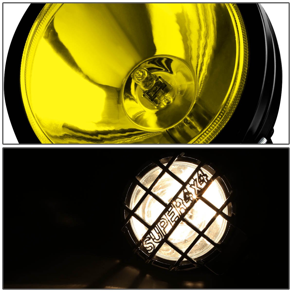 DNA MOTORING 6" Round Fog Lights with Switch - Chrome / Amber - Model FL-6-U+SW-AM-CH