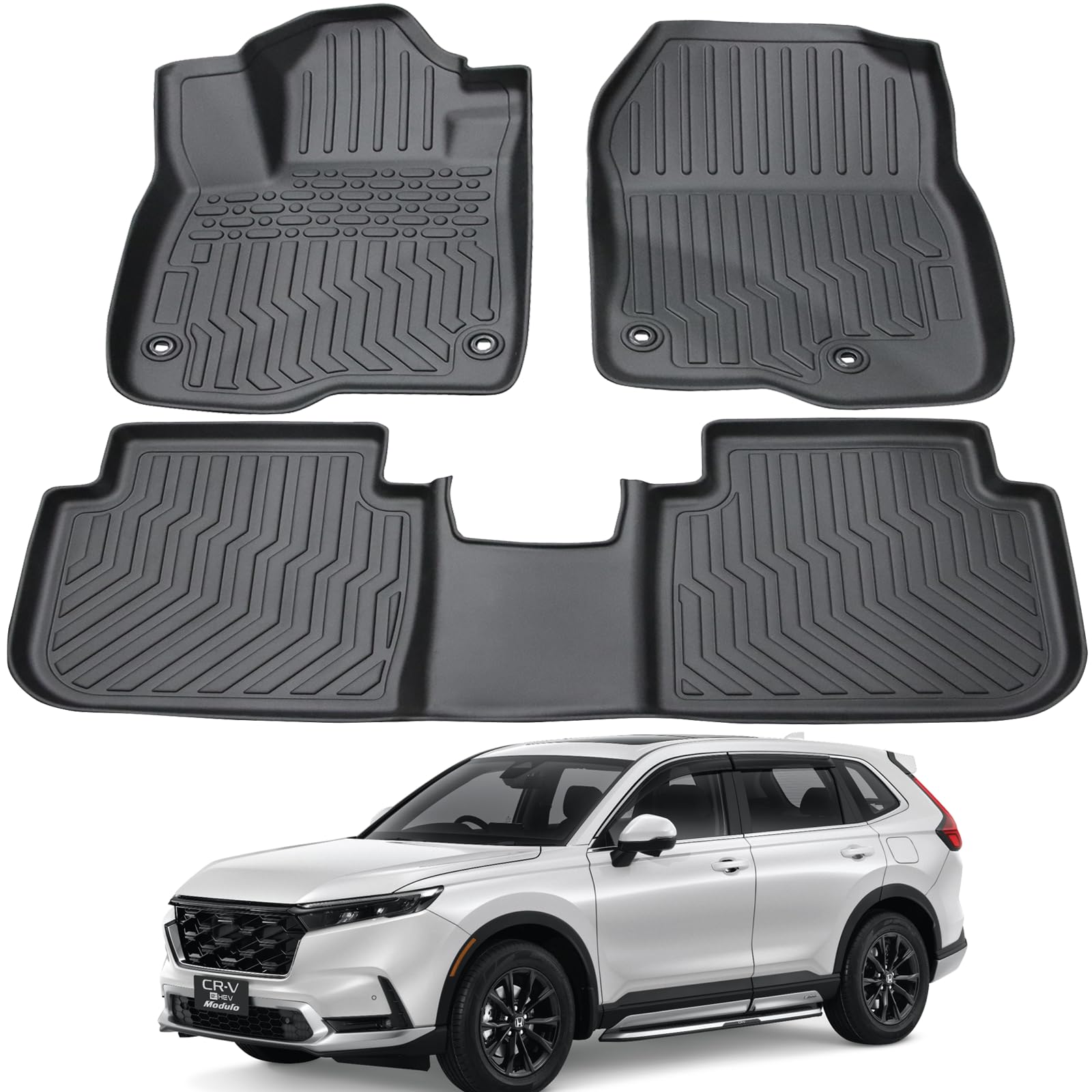 Custom Fit All Weather Car Floor Mats Compatible With 2023-2024 Honda Cr-V, Fit For Honda Cr-V Rubber Floor Mat, Full Set Includ