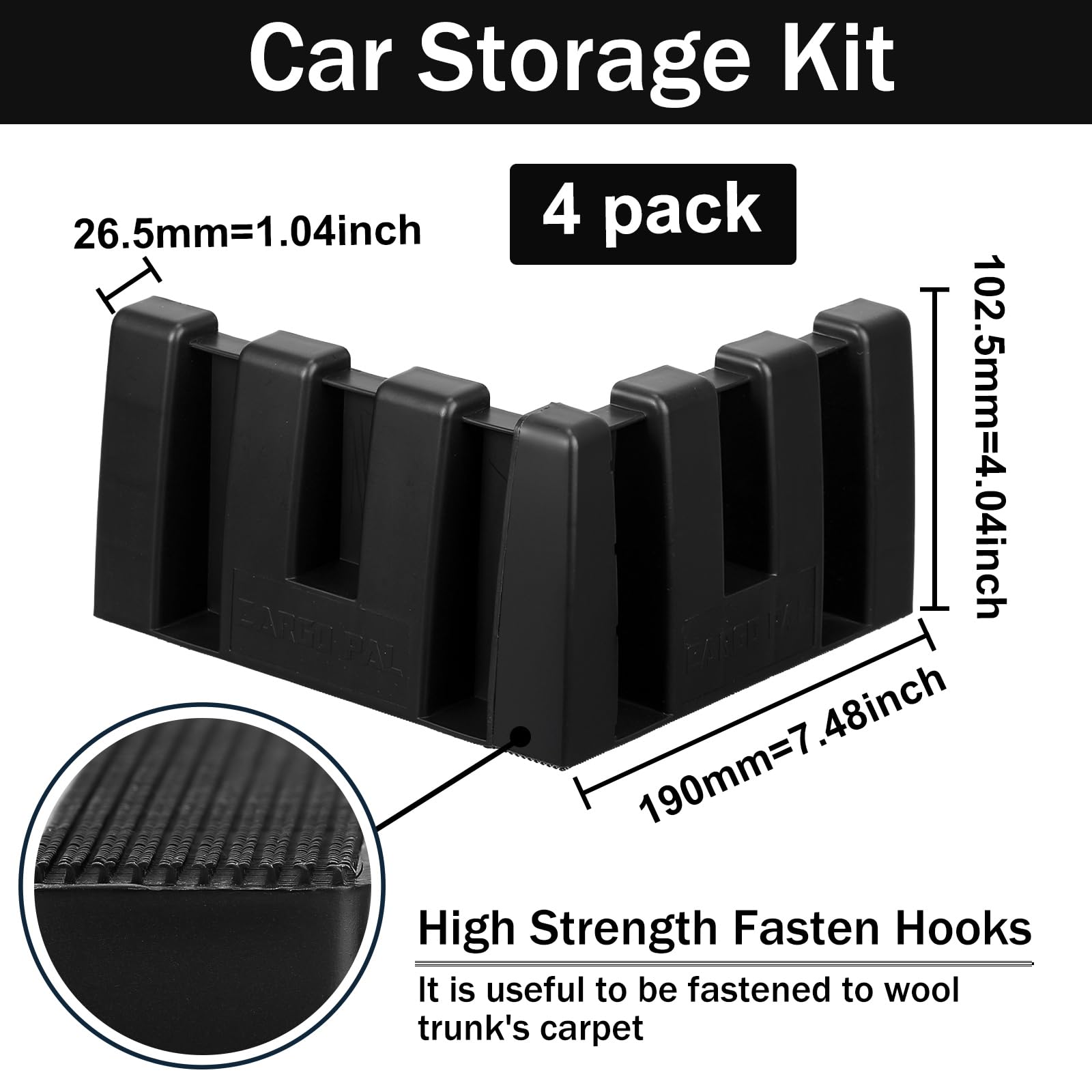 Datanly 4 Sets Car Trunk Organizer Blocks for Back of SUV Multipurpose Car Storage Organizer Blocks Trunk Divider Available to W