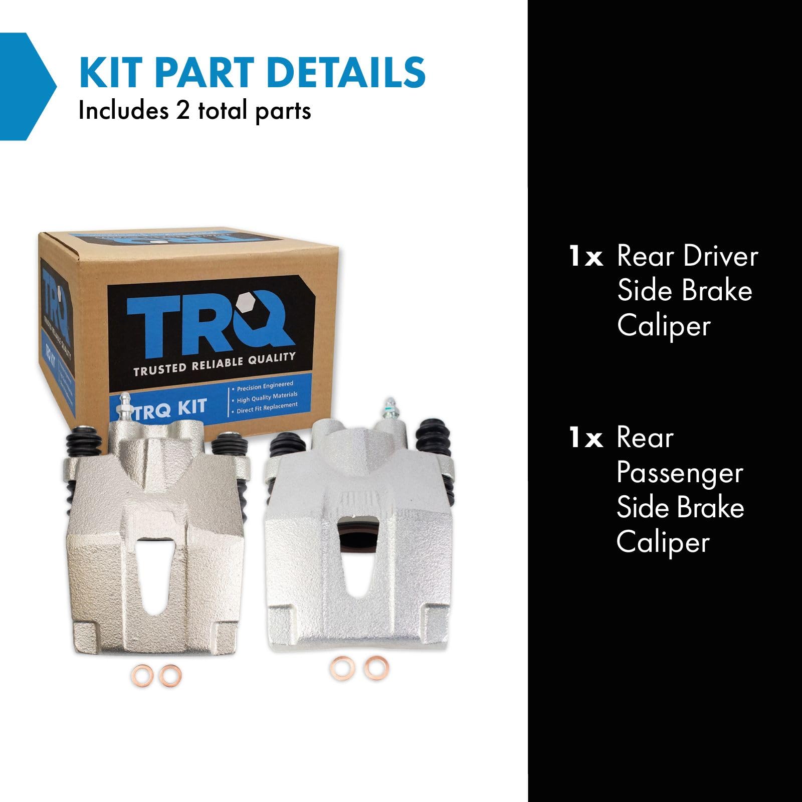 Trq Rear Brake Caliper Set Compatible With 2003-2004 Dodge Dakota