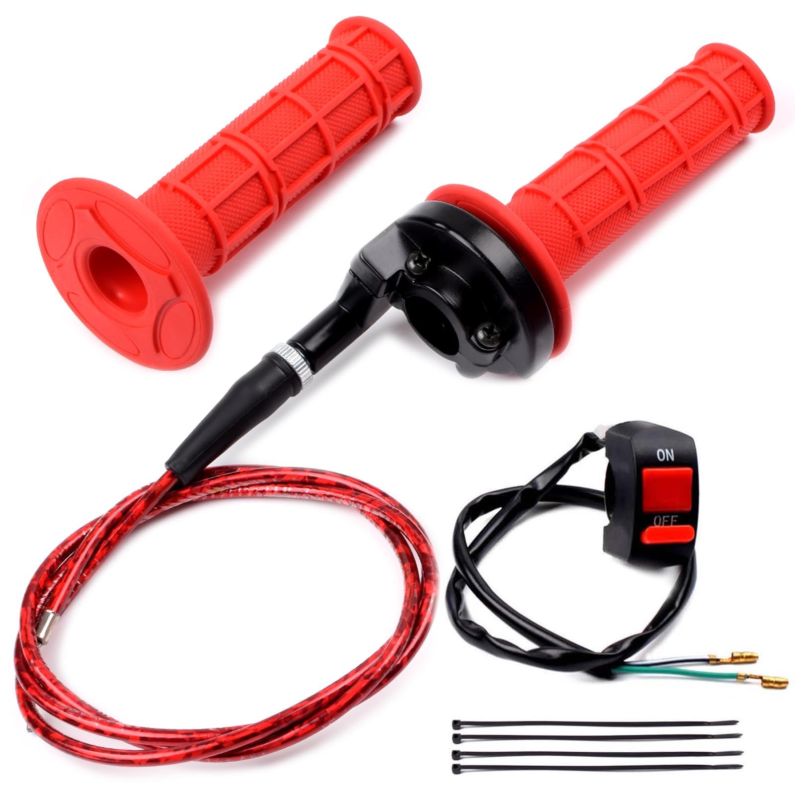 Riyitauto 7/8 22mm Twist Throttle Accelerator Soft Rubble Handle Grip Cable kit for 50cc 90cc 110cc 125cc 4-Stroke SSR Coolster 