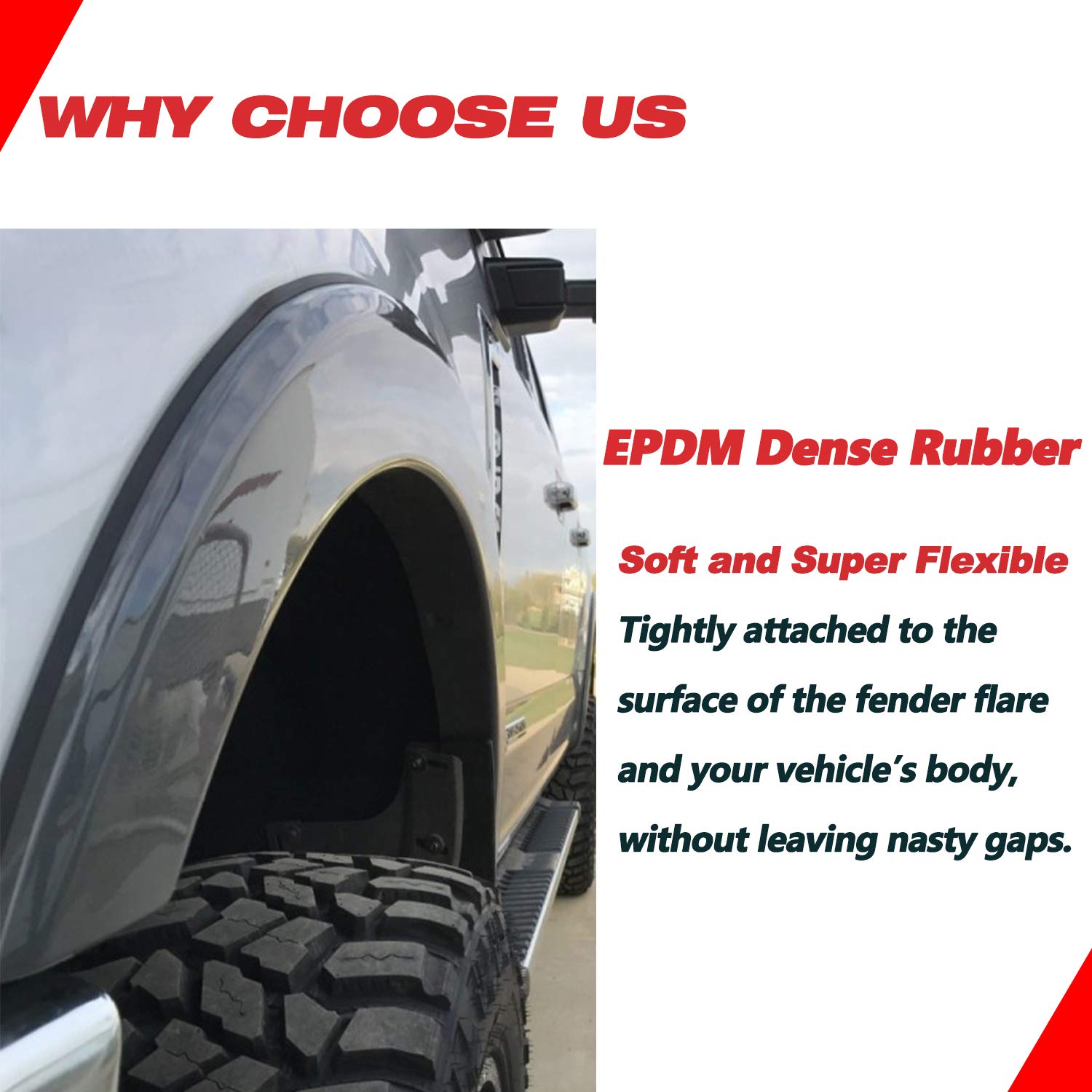 sdano Fender Flares Edge Trim, Fender Flare Rubber Seal for Car and Truck Wheel Wells, Rubber Gasket for Fender Flares Universal