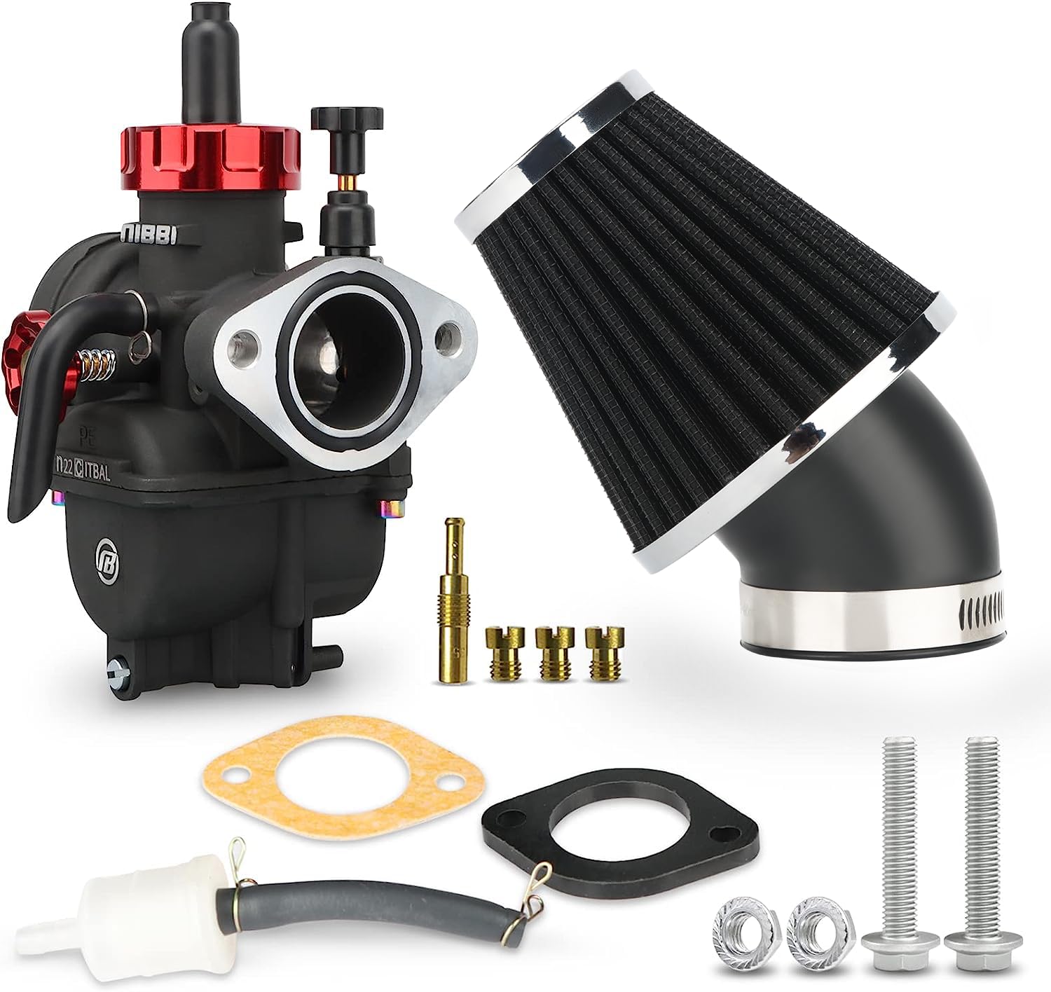 NIBBI PE26 Carburetor Kit, 26mm carbureto with Carb Jets - Fit for 150cc 190cc 200cc Dirt Bike Pit Bike Apollo TaoTao Lifan Kayo