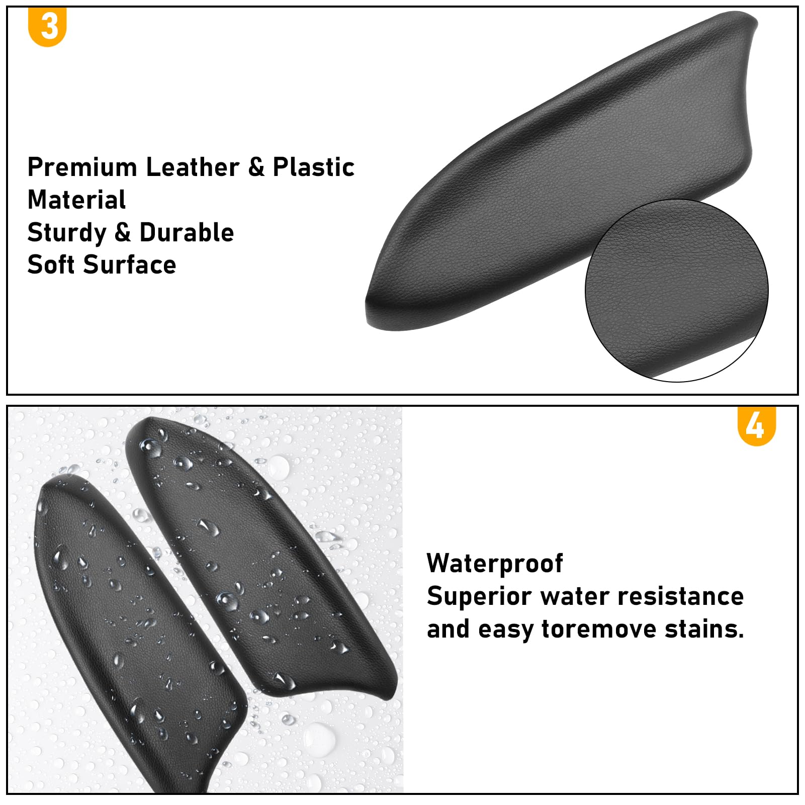 APESER Door Panel Armrest Cover for 2008-2012 Honda Accord, 2 Pcs, PU Leather, Black, Compatible with EX/EX-L/LX/LX-P/SE