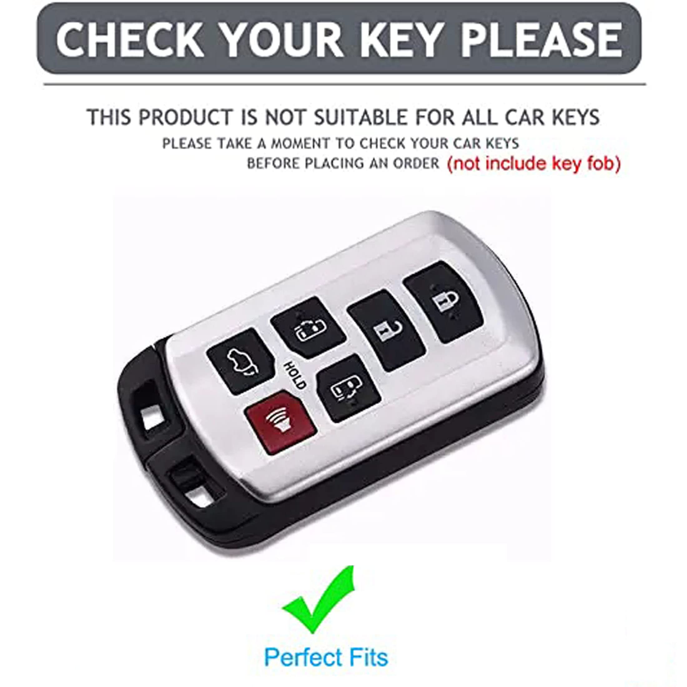 AIOEUOIA TPU Key Fob Cover for Toyota Sienna 2011-2020, White-Gold, Model A, with KeyChain