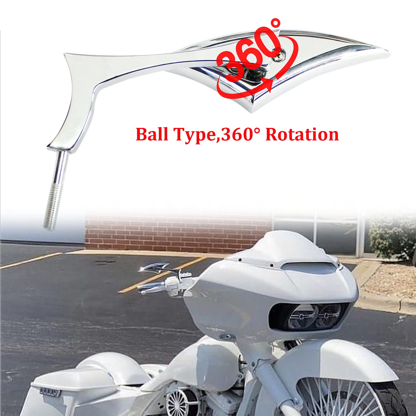 Chrome Motorcycle Cruiser Blade Mirrors For Harley Davidson Street Glide Flhx