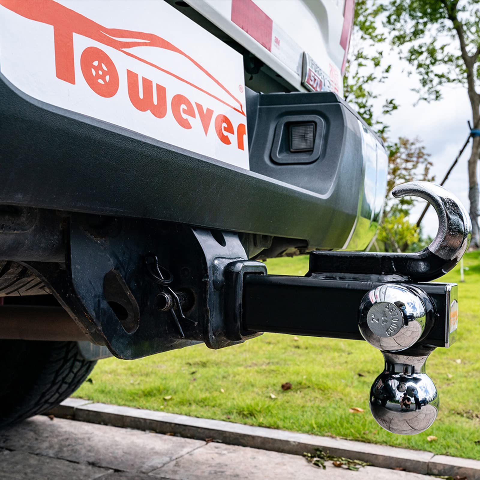 Towever 84180P Towever 2 Inch Trailer Hitch Ball, Towing Tri Ball Mounts With Hook And Pin, Fits For 2 Inch Tow Hitch Receiver
