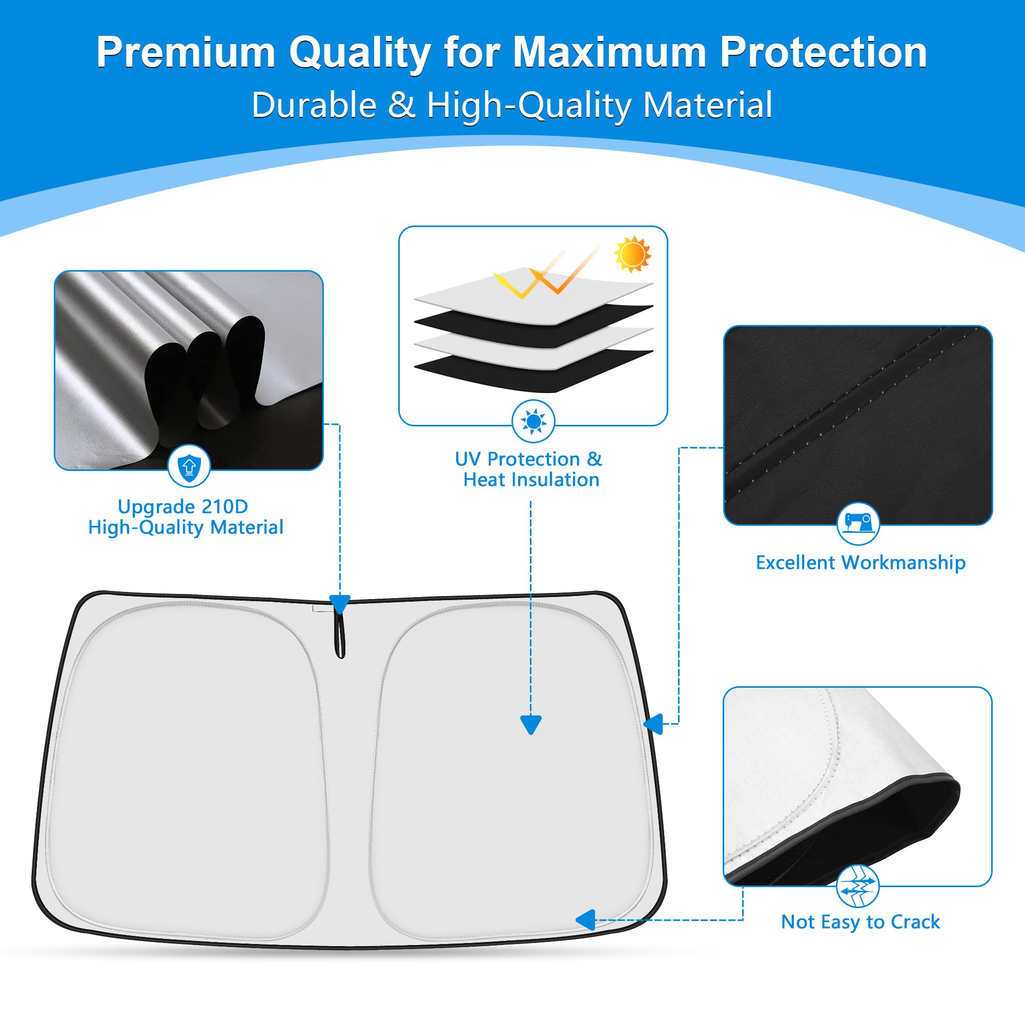 ULROLIT Windshield Sun Shade for 2018-2024 Chevy Equinox Accessories, Foldable Window Sunshade Sun Visor Protector, Front Windsh
