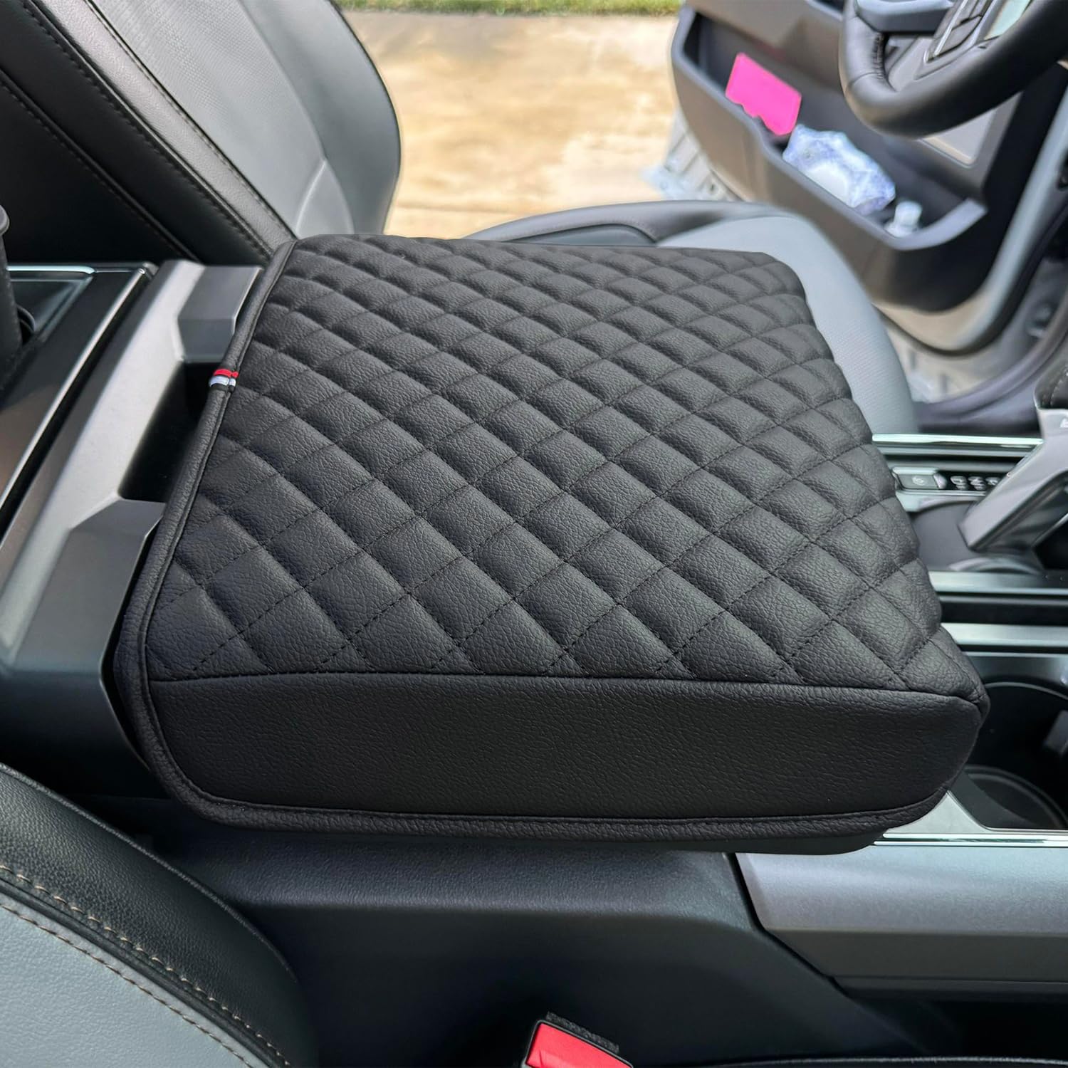 PIMCAR Ford F150 Center Console Cover, Leather Protector, 2021-2025 F150 Work Surface, Black-Work Surface Console