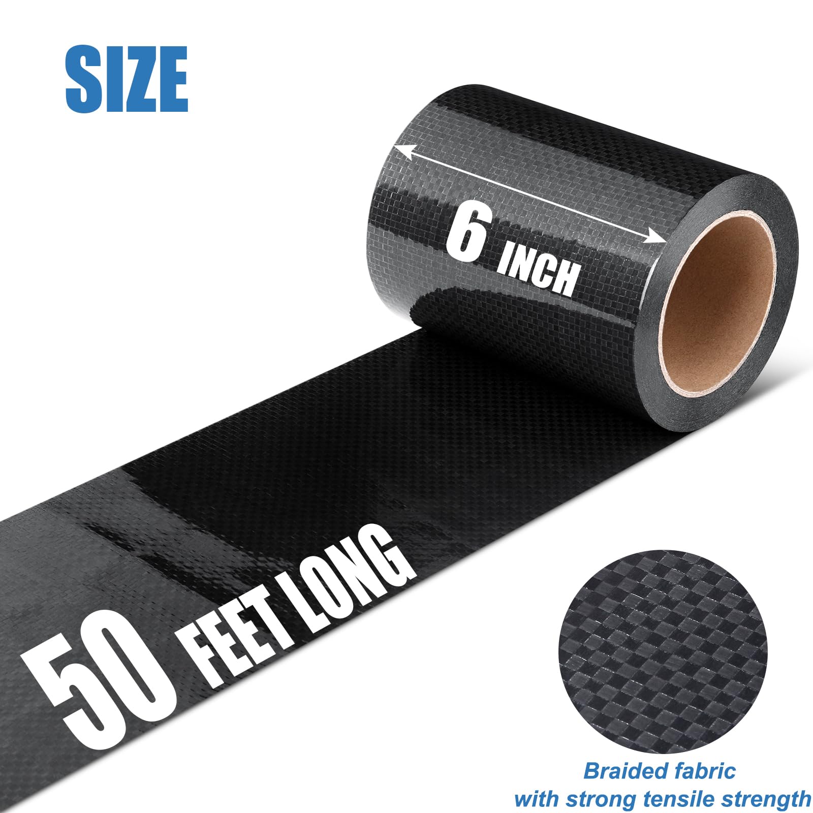 Ramkle RV Underbelly Tape - Waterproof 6" x 50' Polyethylene Repair Patch - Black, Permanent Sealing Adhesive for RVs, Campers, Mobile Homes