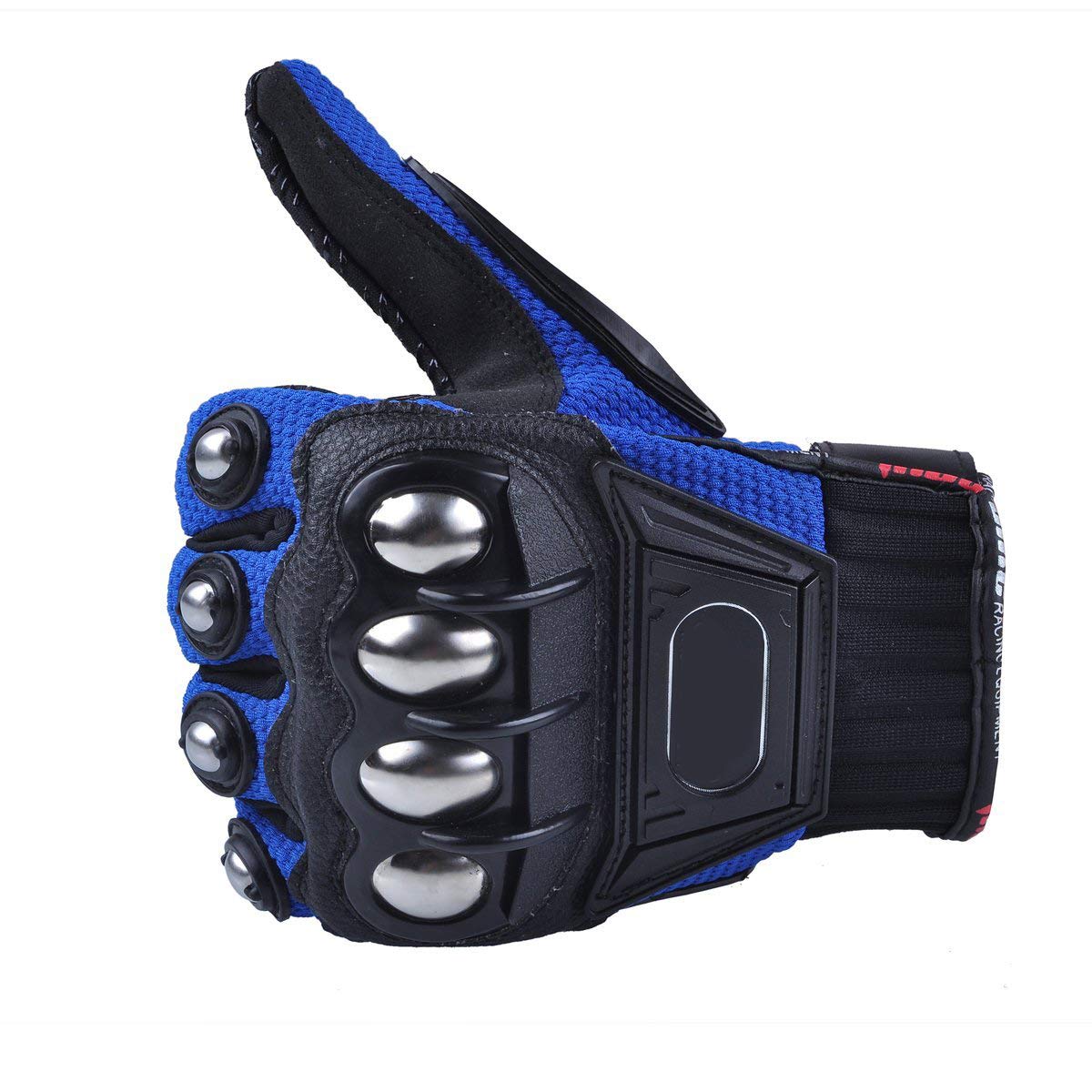 Steel Outdoor Knuckle Motorcycle Motorbike Powersports Safety Gloves (X-Large, Blue)