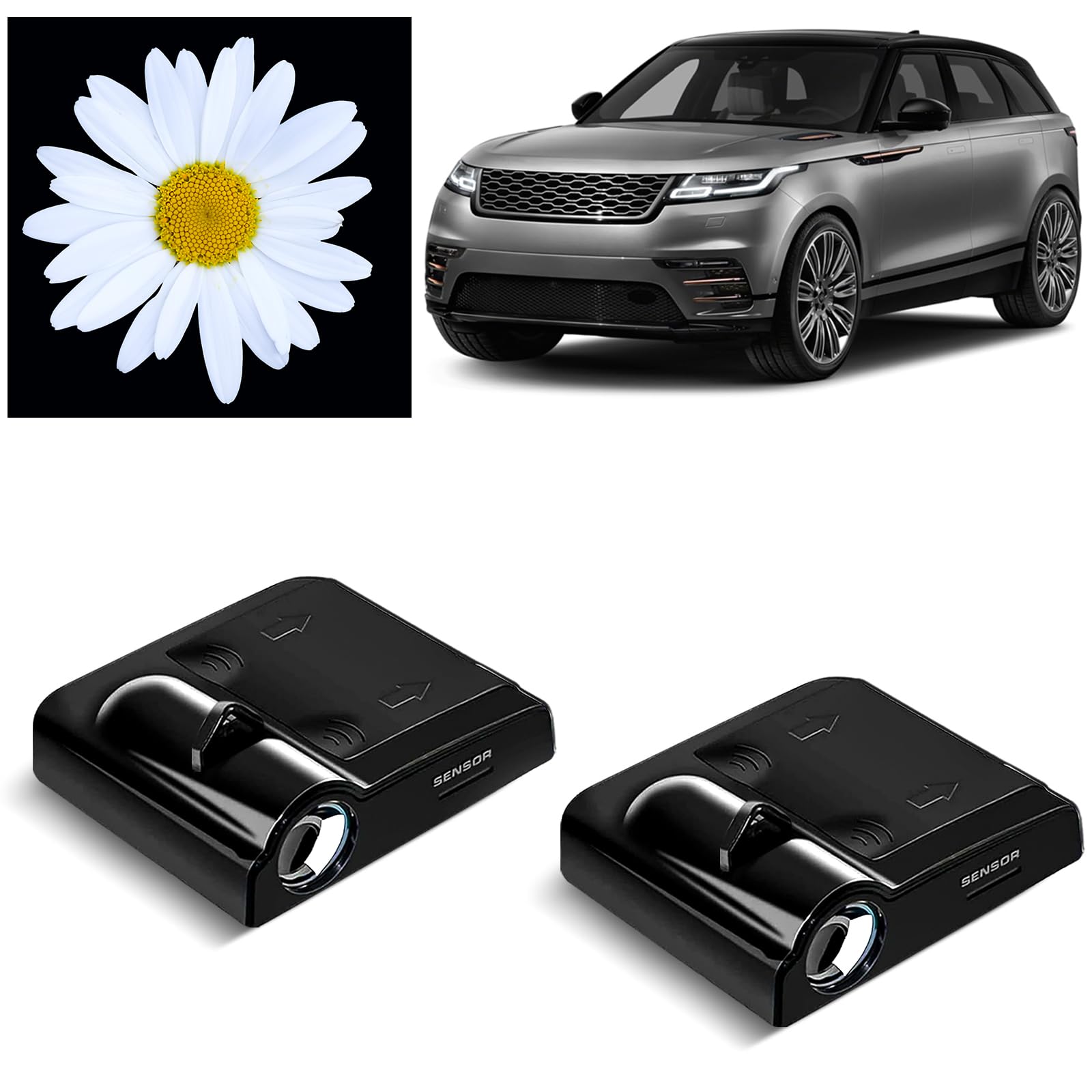 Car Door Lights Projector, 2PCS Daisy Car Door Projector Lights Universal Welcome Courtesy Ghost Shadow Lamp Fit for All Car Mod