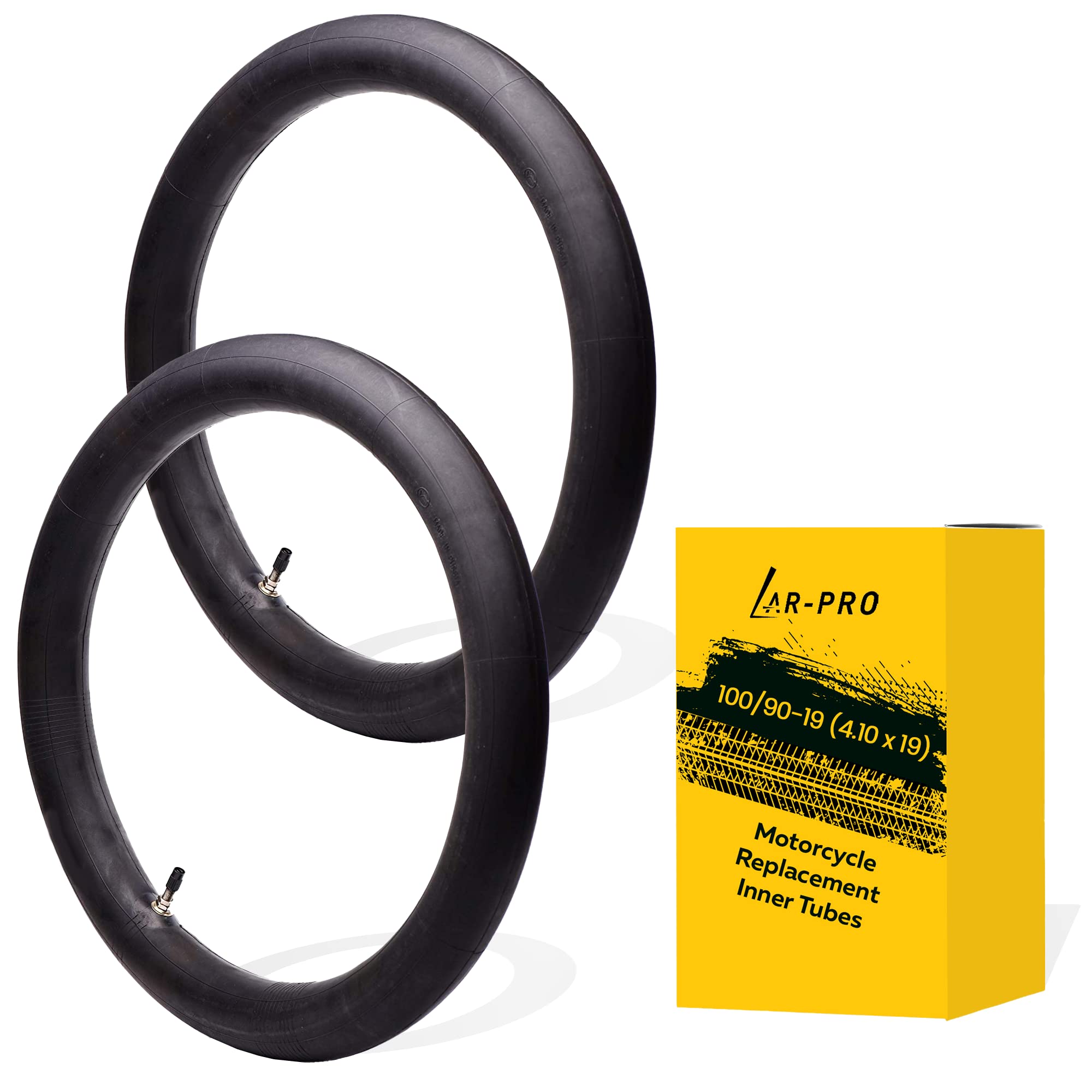 (2-Pack) 100/90-19 (4.10 X 19) Motorcycle Inner Tubes - 19'' Dirt Bike Natural Rubber Tubes - Pinch And Puncture-Resistant Tubes