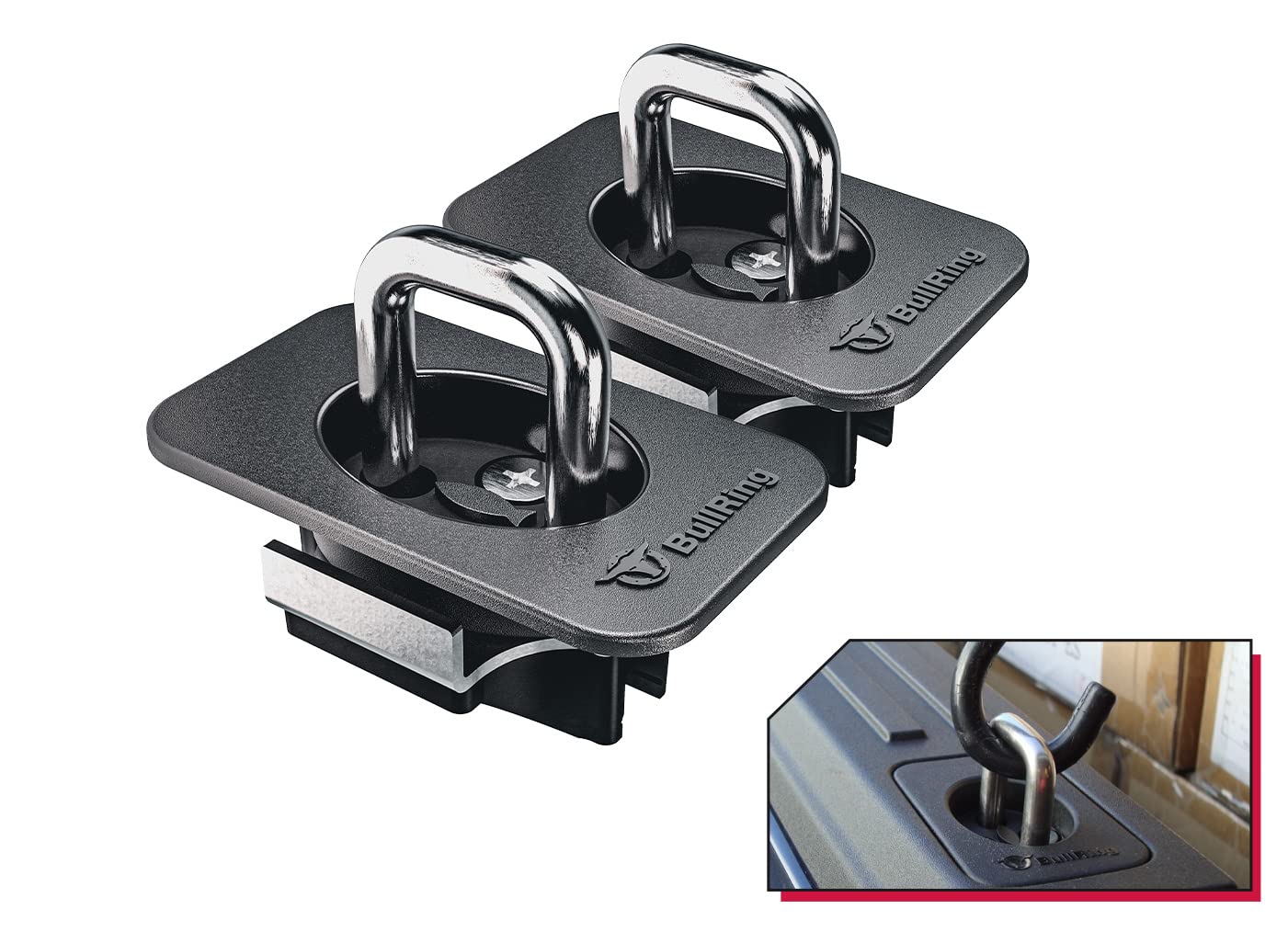 Bull Ring Flush Fit Retractable Truck Bed Tie Downs for 15-21 Ford F150, 17-21 Ford F250 & F350 Super Duty, 17-21 Ford Rapto