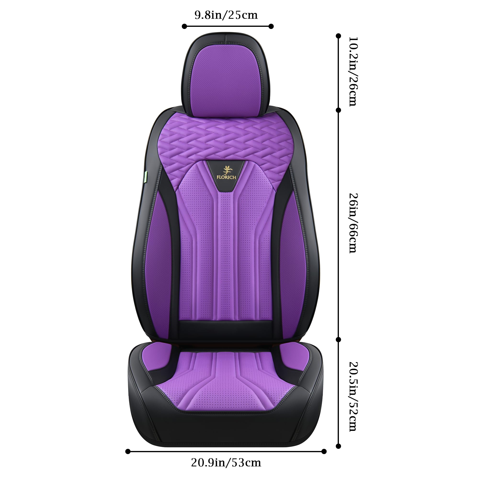 FLORICH Full Set Automotive Seat Covers, Leather Purple & Black, KWZ-204 for 5 Seats, Car Seat Protectors for Most Cars and Trucks