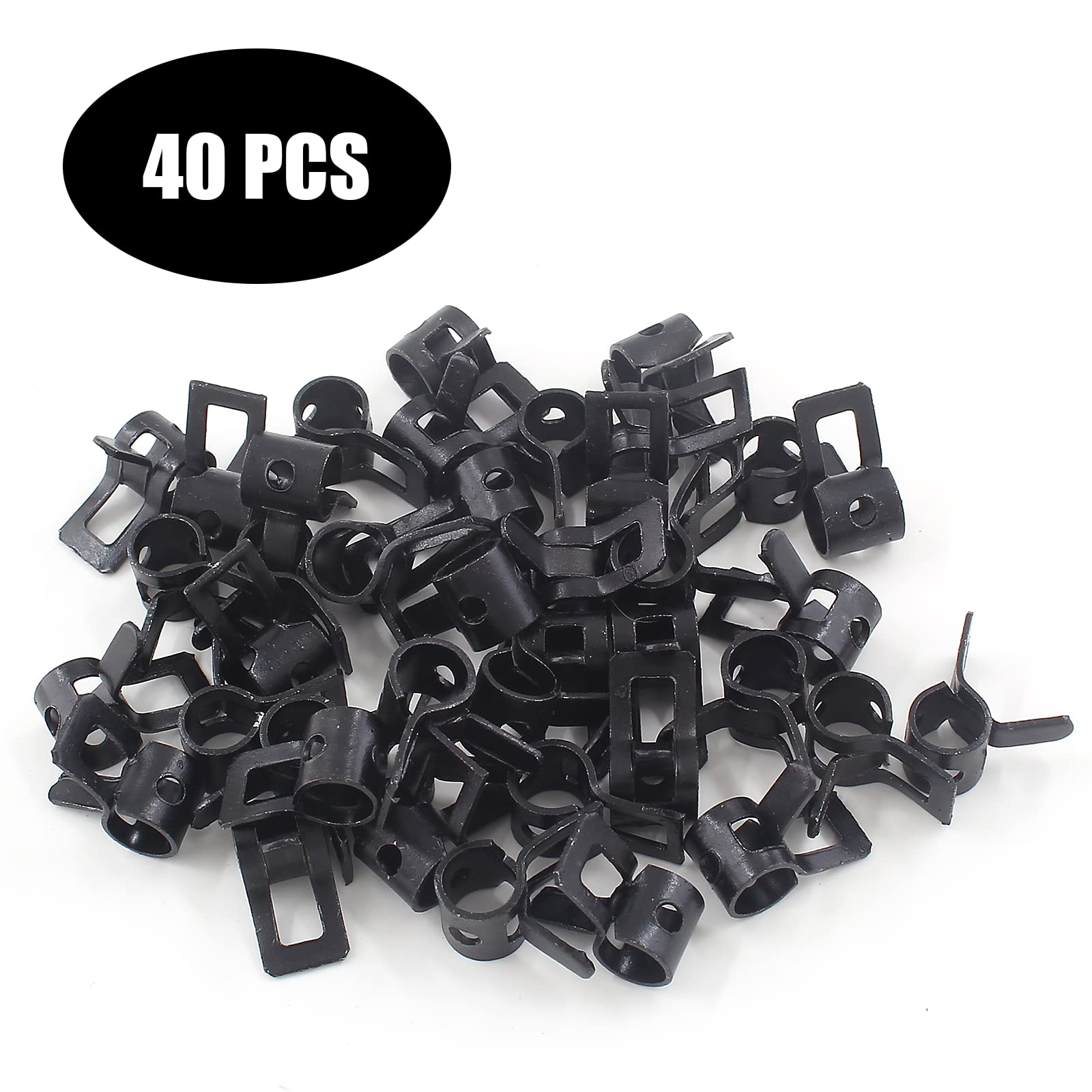 Rierdge 40 Pcs 5Mm Id Spring Band Type Clamps, 3/16'' Fuel Hose Clamps Fasteners, Black Spring Hose Clip For Fuel Hose Line Wate