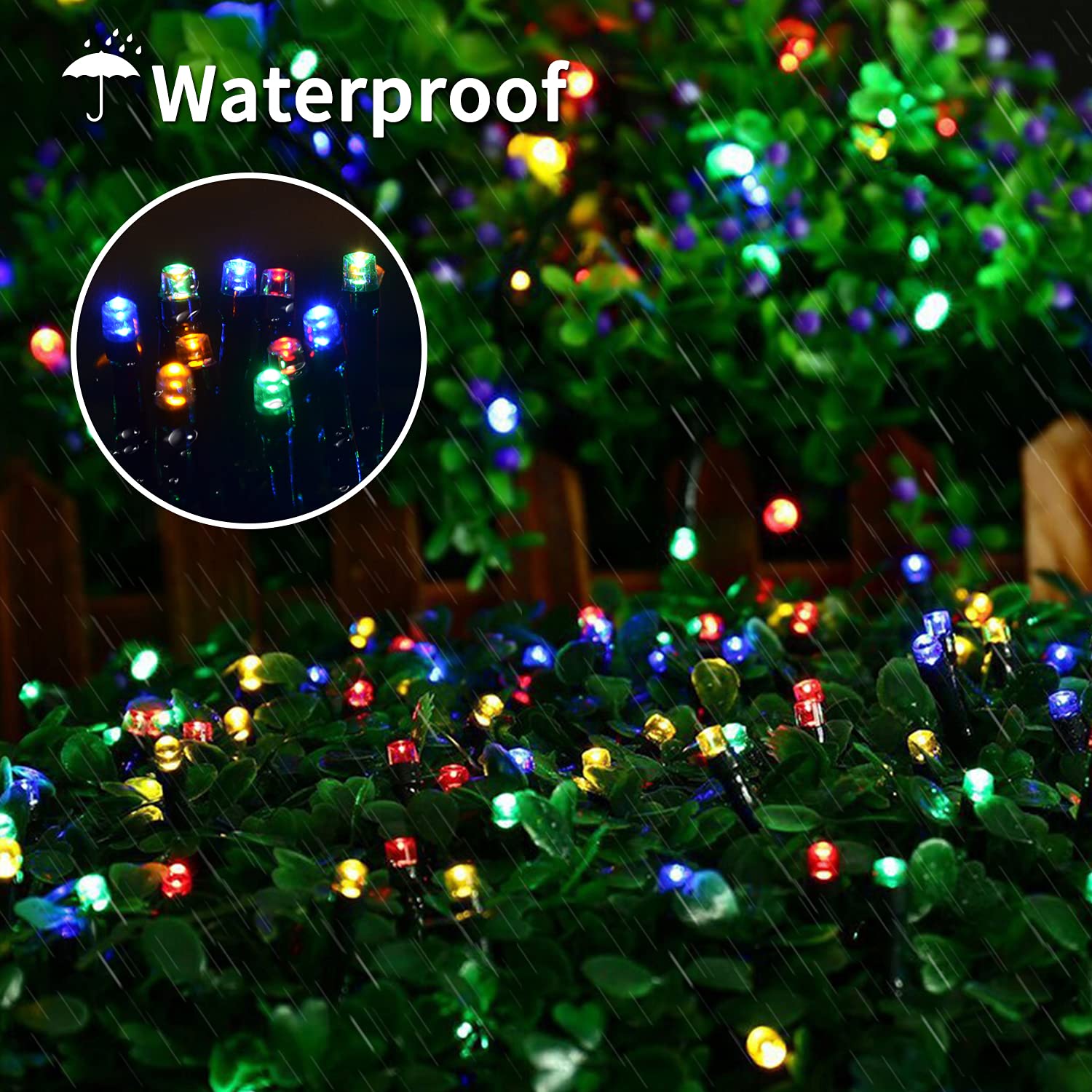Jmexsuss 8 Modes Christmas Tree Lights Multicolor, 250 Led Multicolor Christmas Lights Indoor, 91.5Ft Green Wire Waterproof Chri