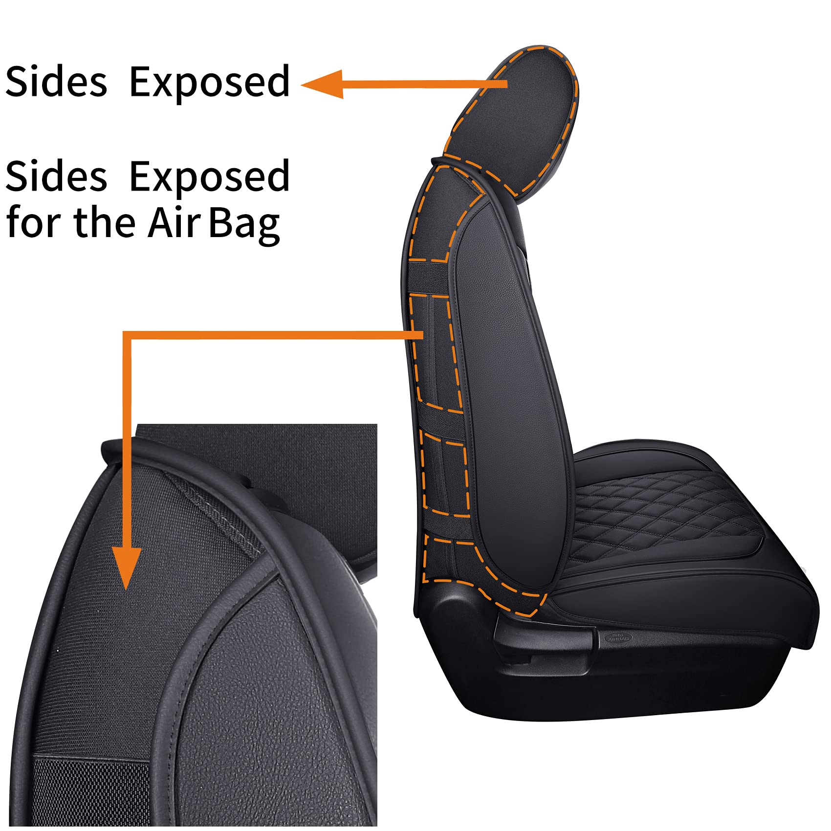 Yiertai Seat Covers Compatible With Toyota Tundra For 2008-2025 Crewmax Double Cab Sr5 Limited Platinum Trd Pro Truck Waterproof Leather Seat Covers(2 Pcs Front Only/Black)