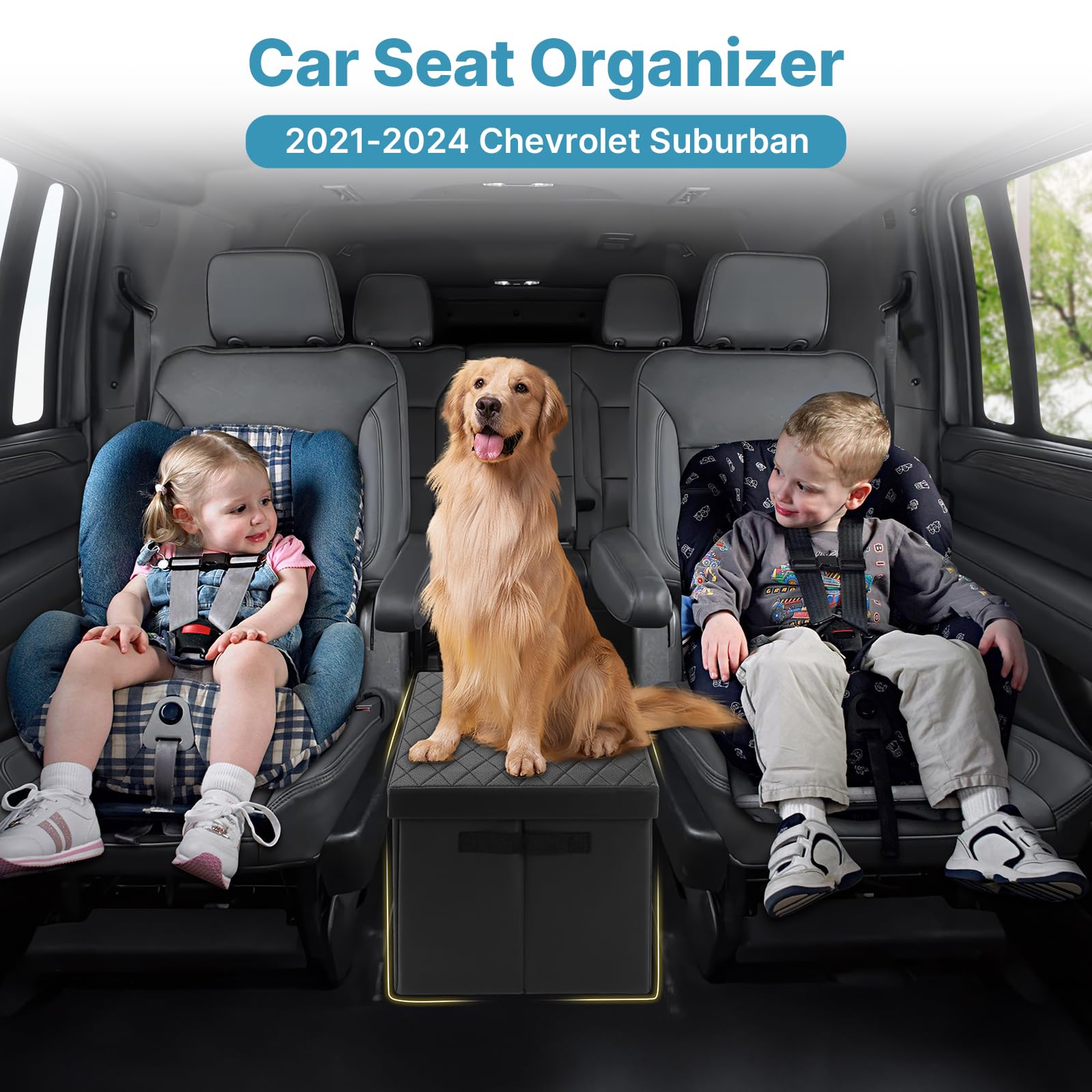 Mixsuper Liner Car Seat Organizer for 2021-2026 Chevy Suburban, Black Cardboard, Backseat Storage for Kids & Pets