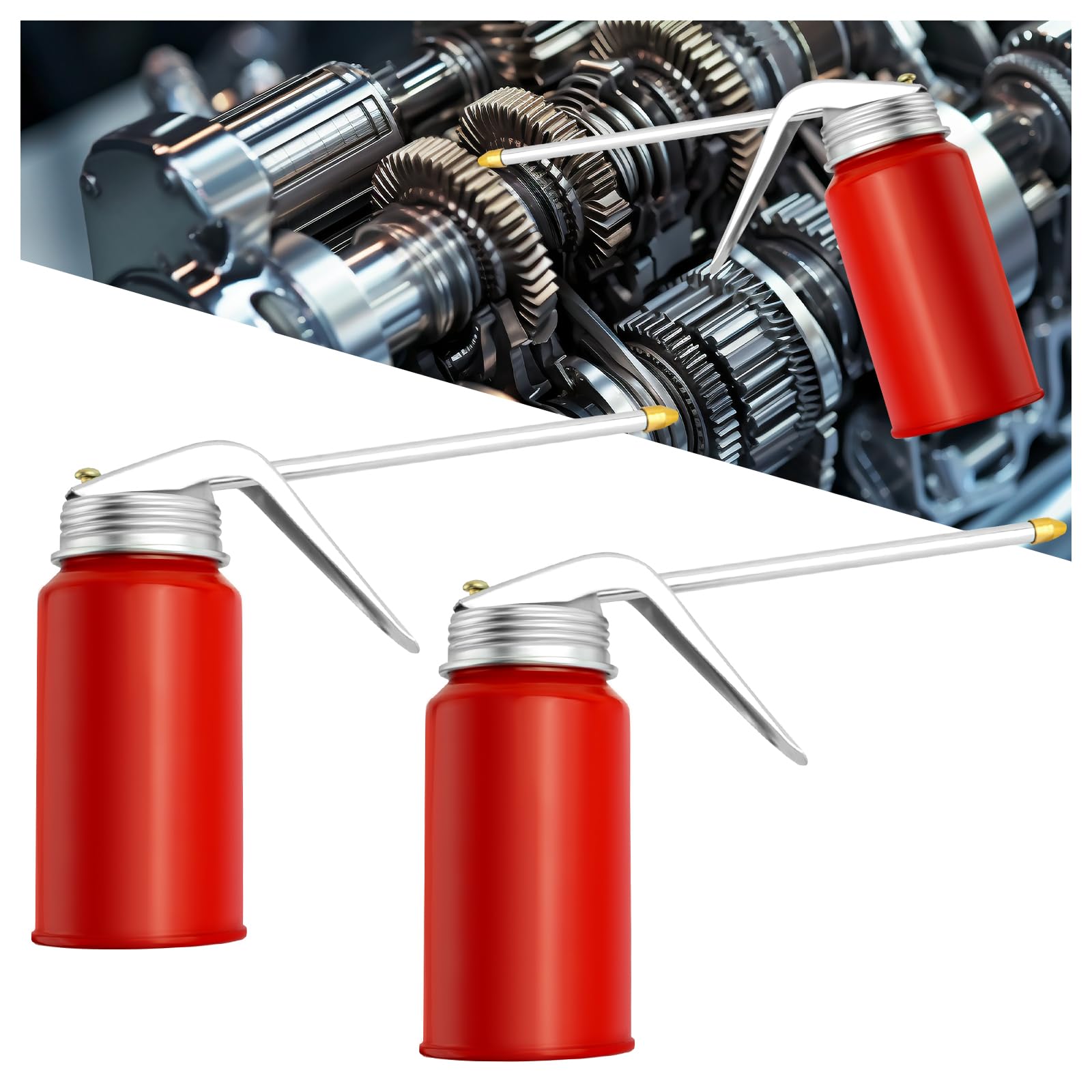 2PCS Oil Can Pump Oiler,200 ML Oil Can with Spout for Manual Refueling Metal Motor Oil Dispenser,Universal Car Accessories Oil S