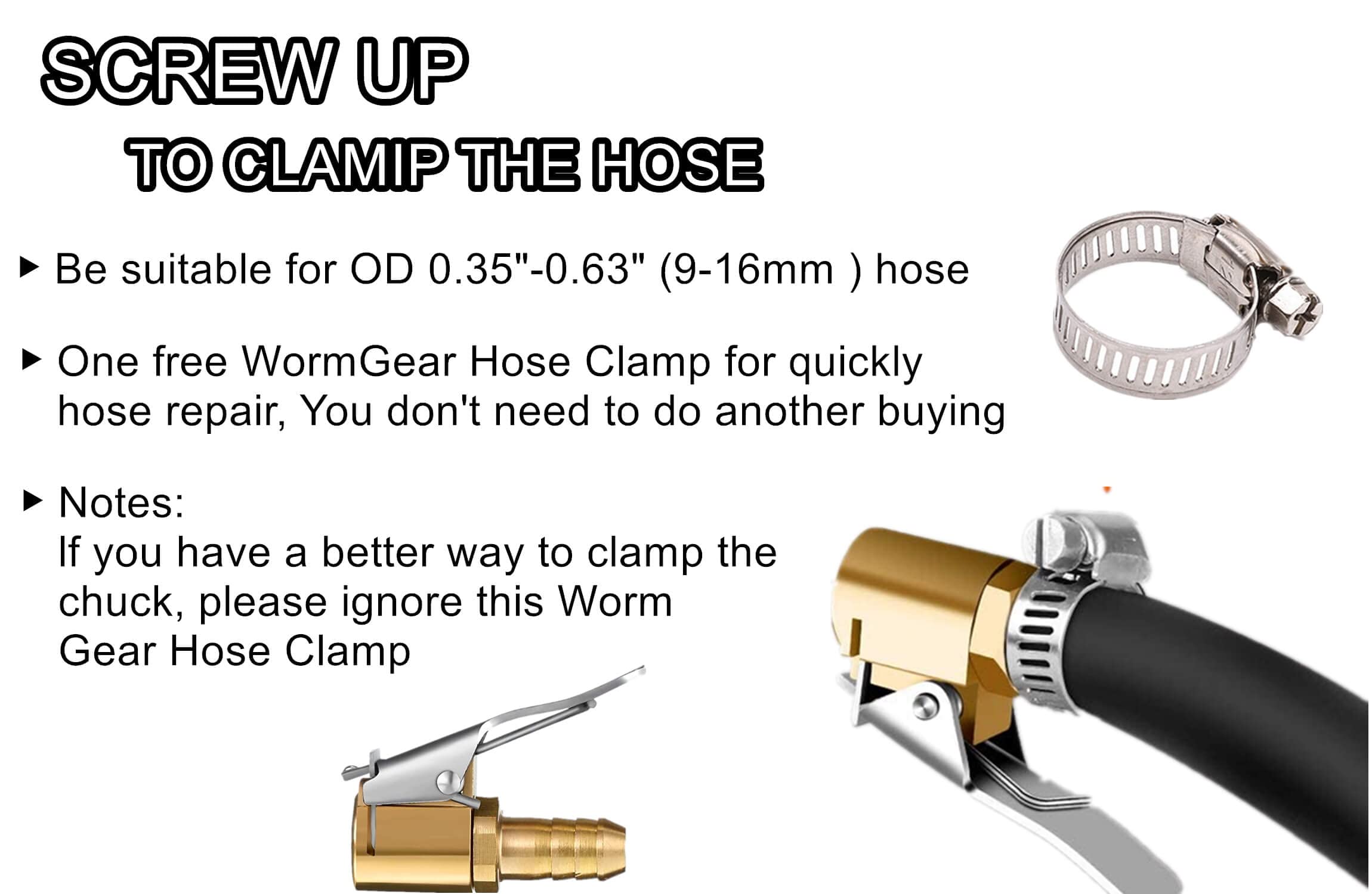 Ldcre Tire Air Chuck Adapter With Clip,1/4'' Brass American Type Thread Pump Nozzle,Locking Tire Inflator Adapter Connect, Air C