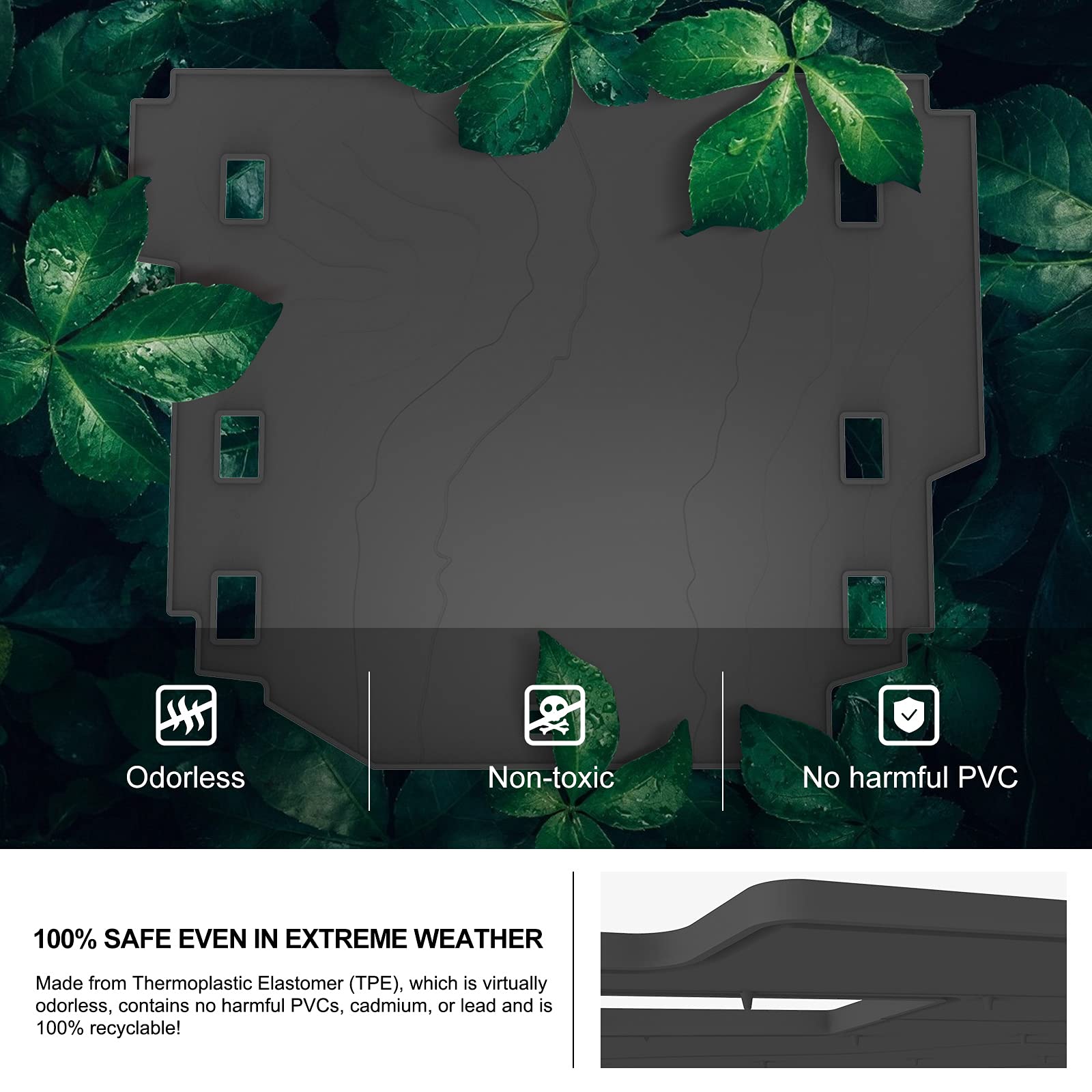 Kiwi Master Cargo Mat For 2018-2025 Jeep Wrangler Jl 4-Door All Weather Trunk Tray Liner Tpe Slush Mats Black