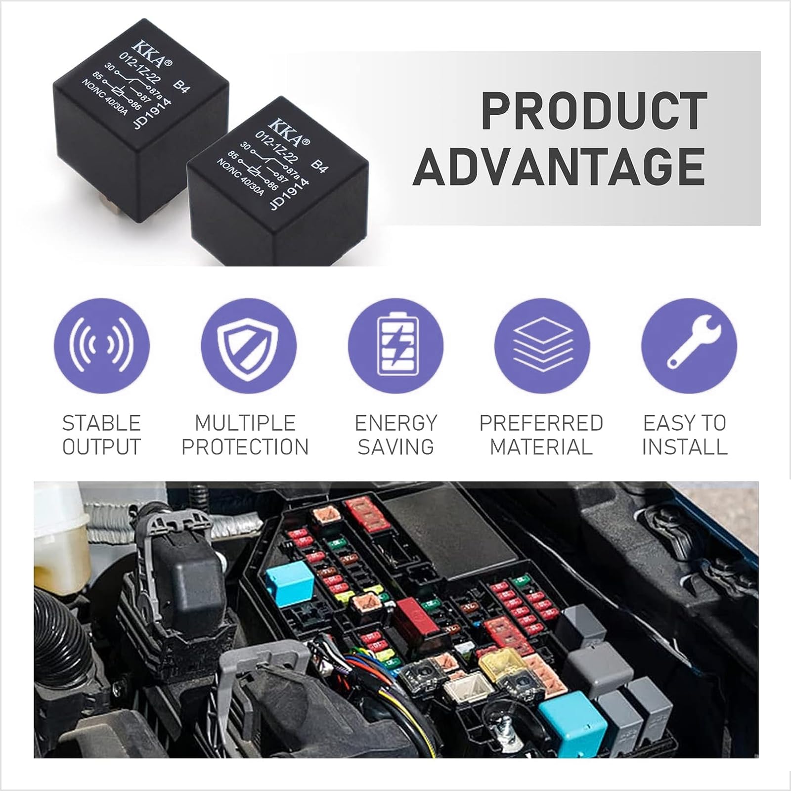 gunhunt 4 PCS 40A Automotive Relays, Car Relay Switch, 5 Pin Relay, 12V Waterproof Car Relay, Trim System Components, Replacemen