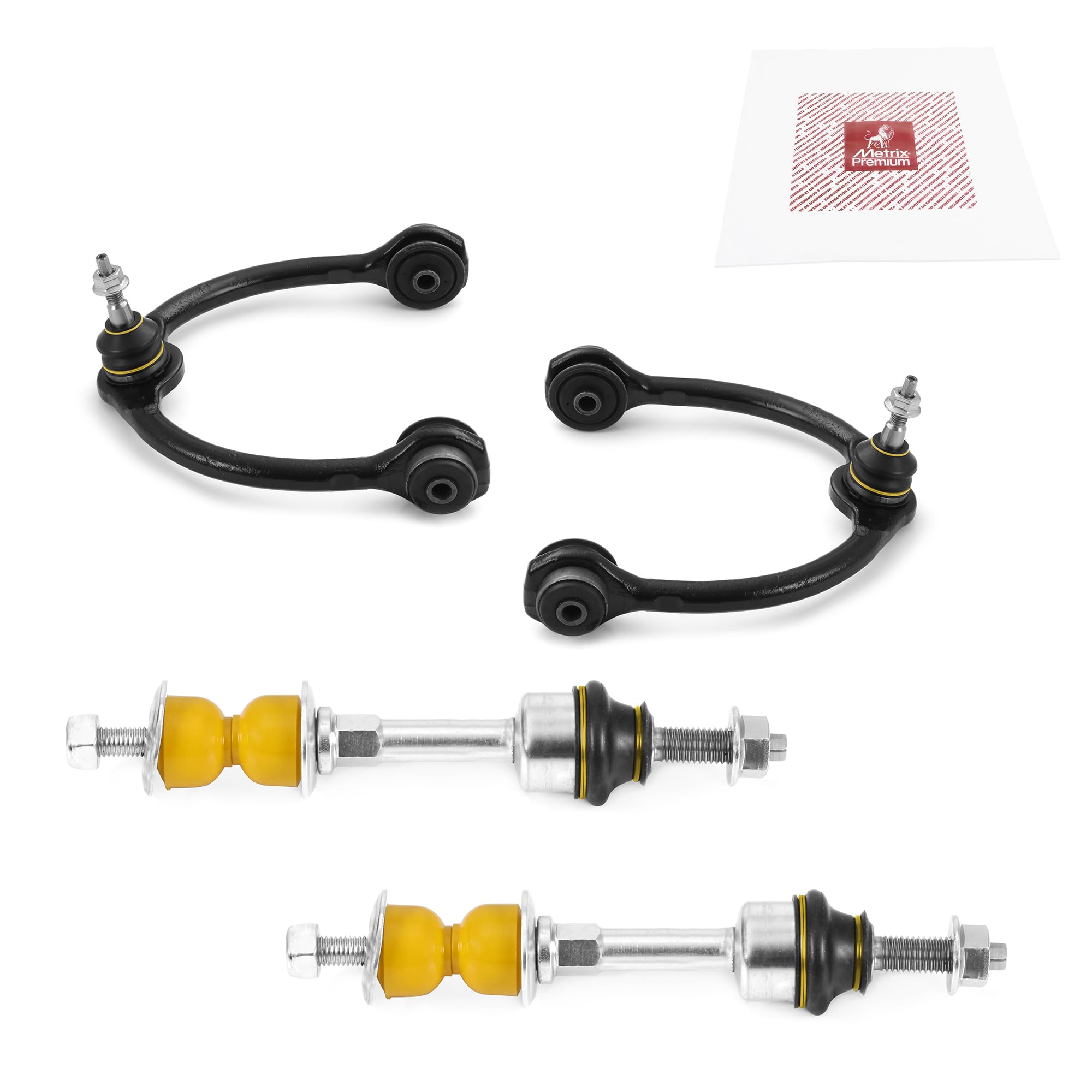 Metrix Premium Chassis Parts - 4 Pc Front L/R Upper Control Arm & Front Sway Bar Stabilizer End Link Kit Fits 05-08 Ford F-150 R