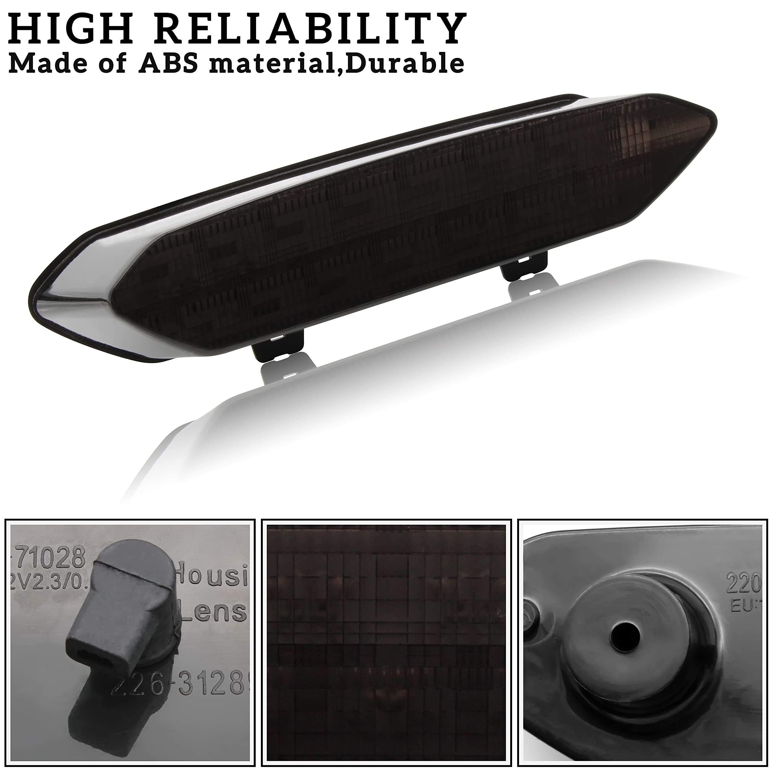 SAUTVS LED Smoked Black Tail Light for Yamaha Raptor 700R/YFZ450R, Model ZP-YJ-031101-001, Red, 2006-2018
