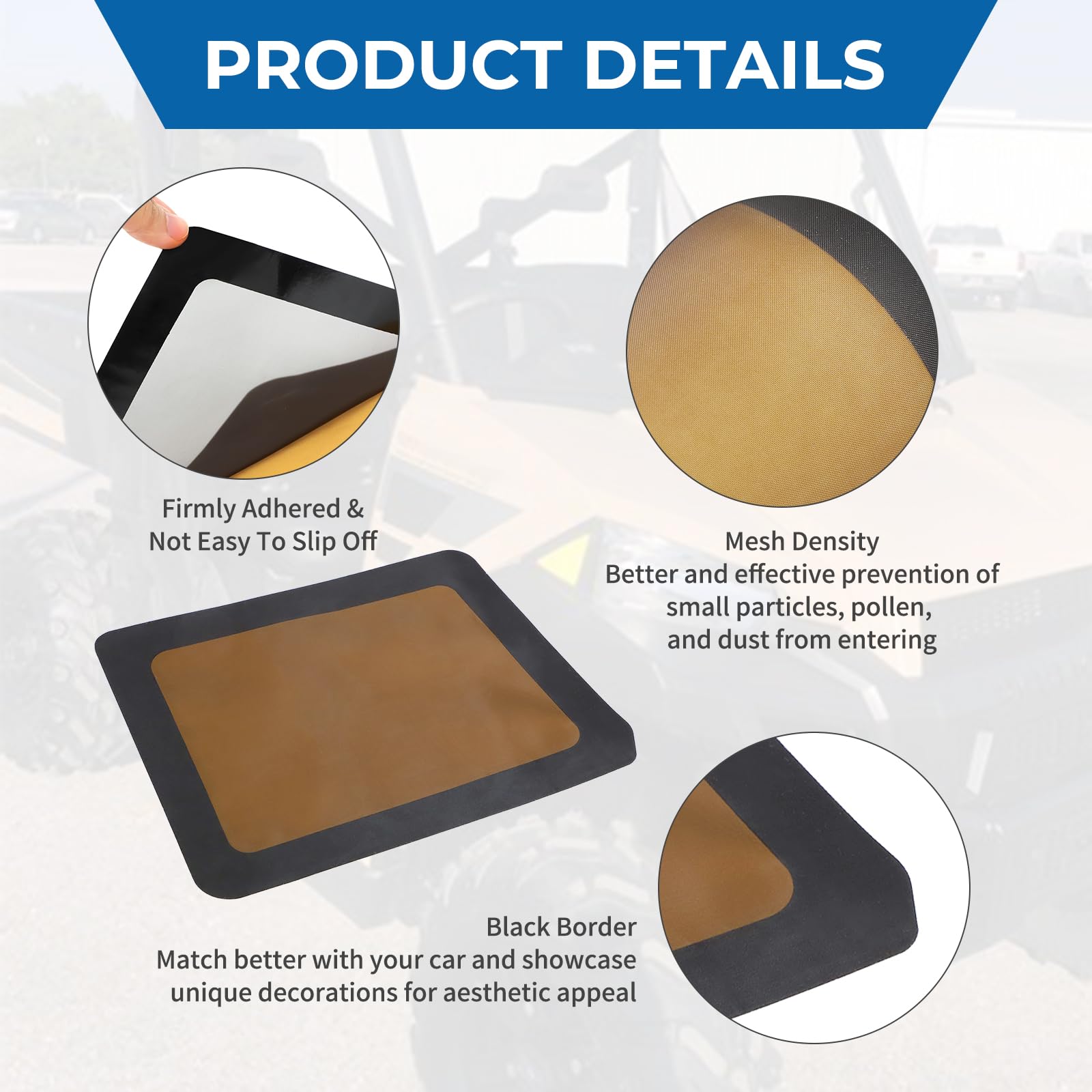 WIKIBB Air Vent Cover for Polaris Ranger 1000 900 Crew XP,2 PCS Frog Skin Mesh Sticks Air Flow Vent Grille Protection Anti-Block