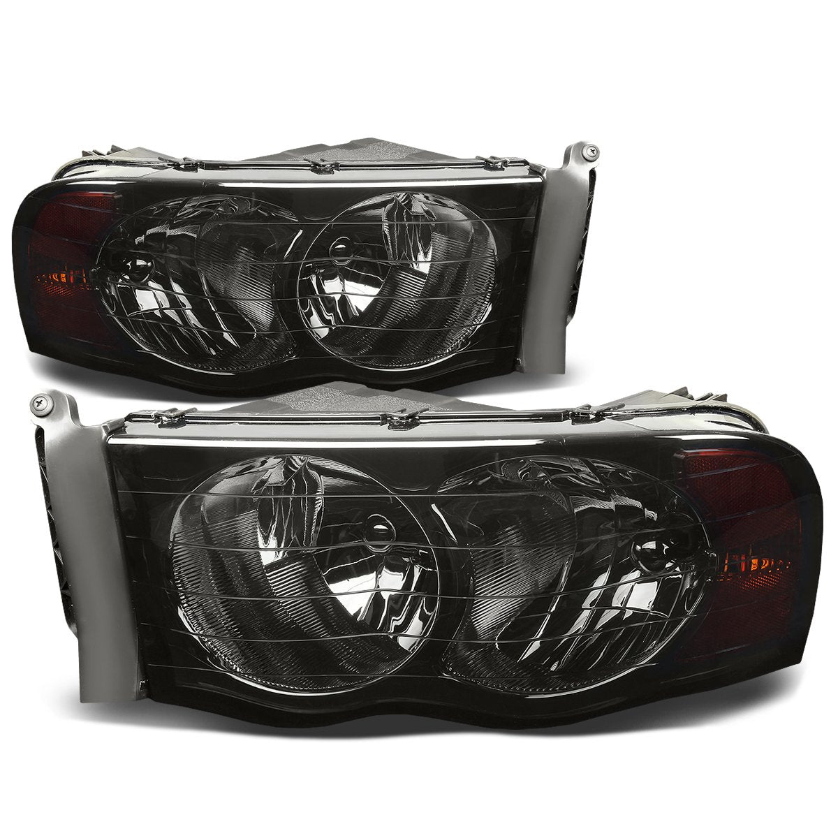 Auto Dynasty [Halogen Model] Factory Style Headlight Lamps Assembly Compatible With Dodge Ram 1500 2500 3500 Pickup Truck 02-05,